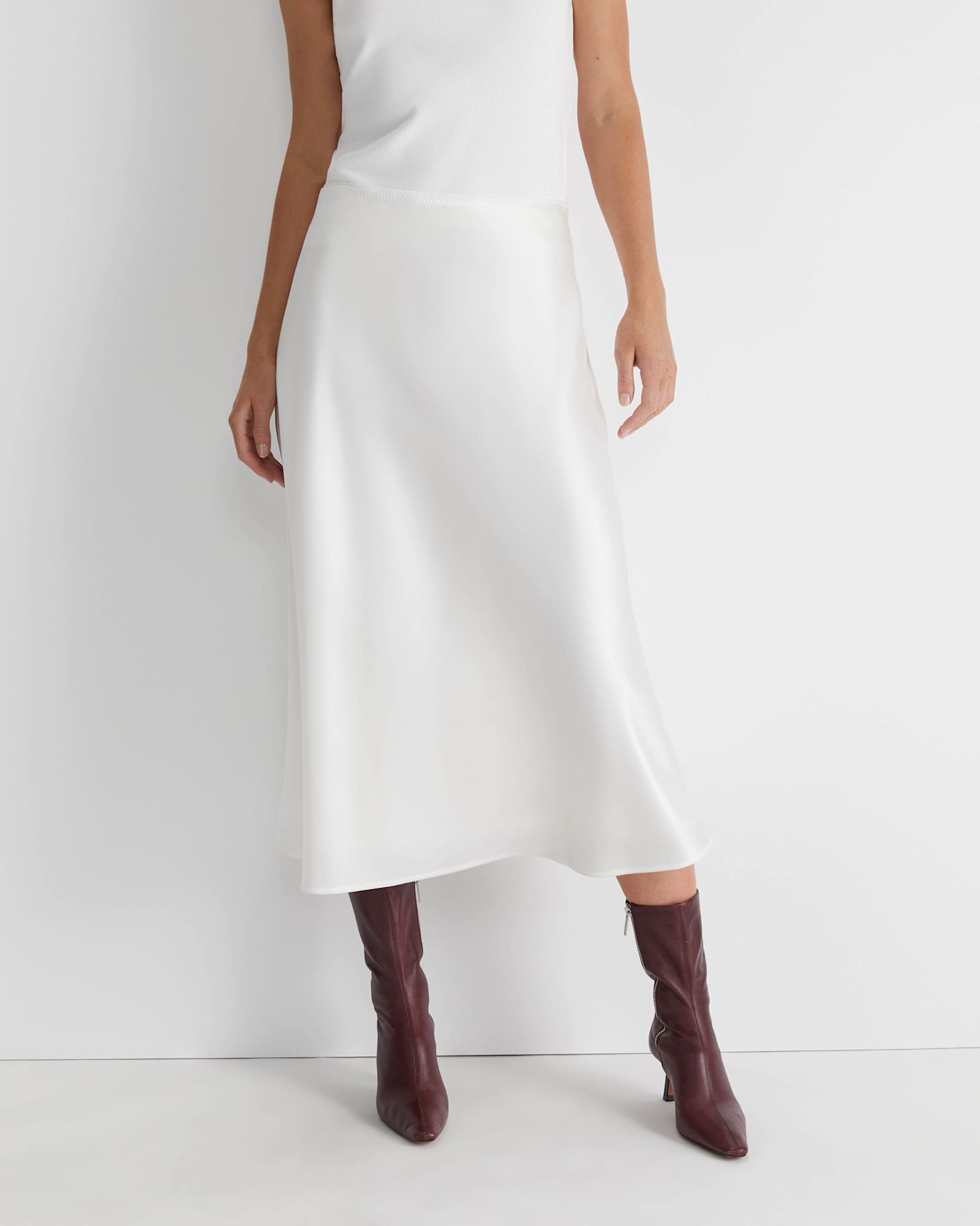 Charlotte Bias Slip Skirt in MILK