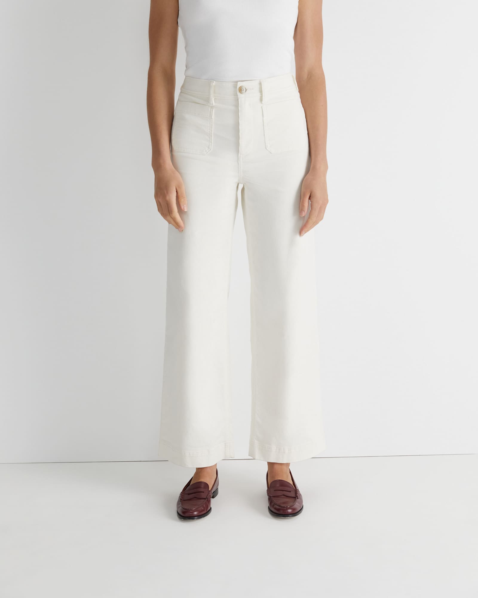 Cleo Cord Wide Leg Pant in WINTER WHITE