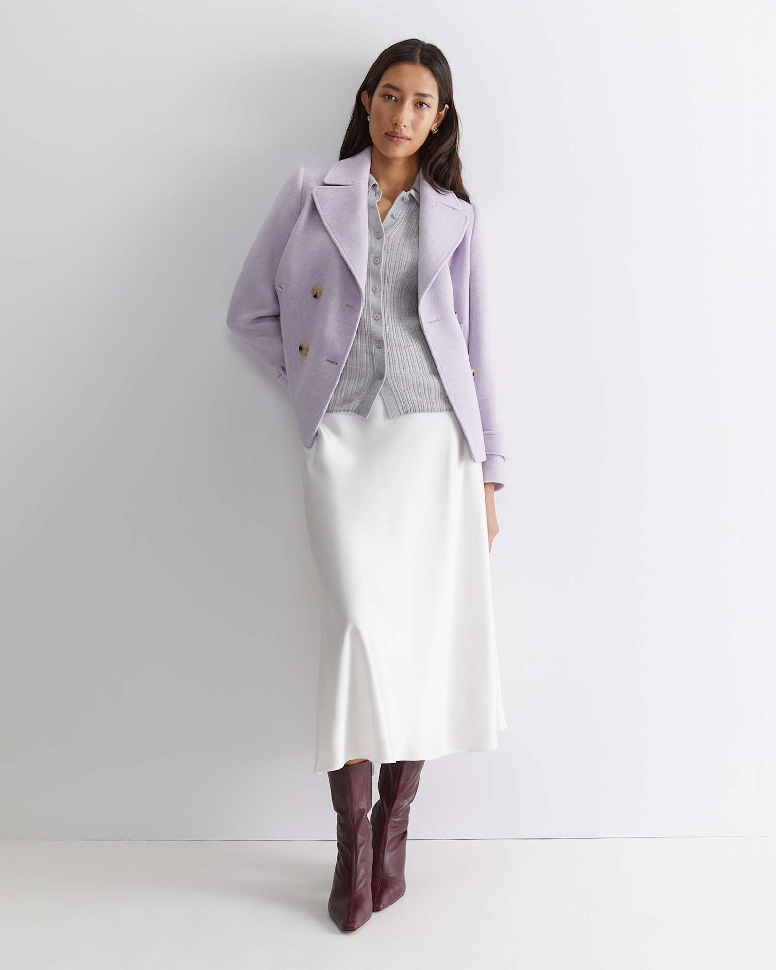 Charlotte Bias Slip Skirt in MILK