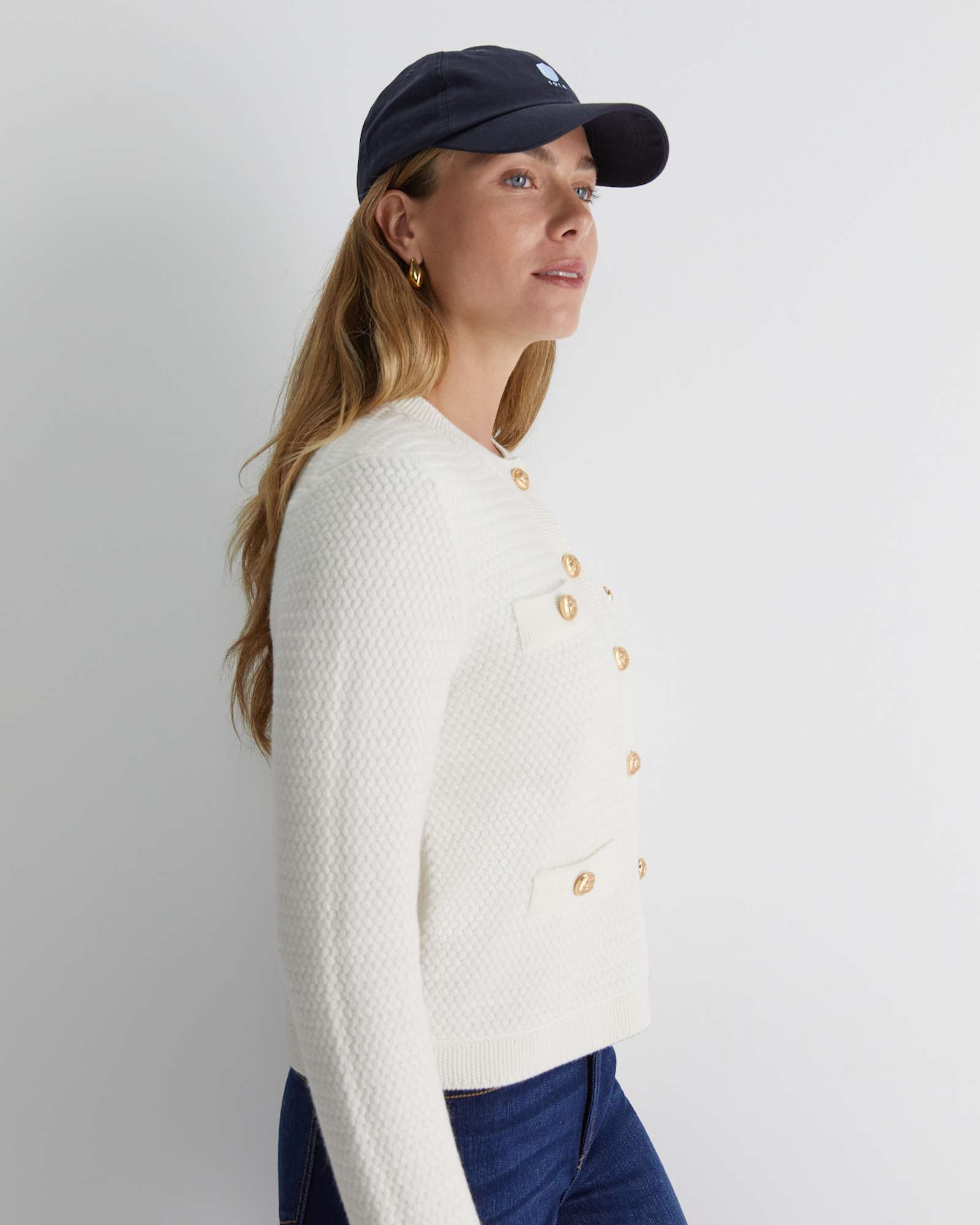 Joyce Merino Wool Cardigan in WINTER WHITE