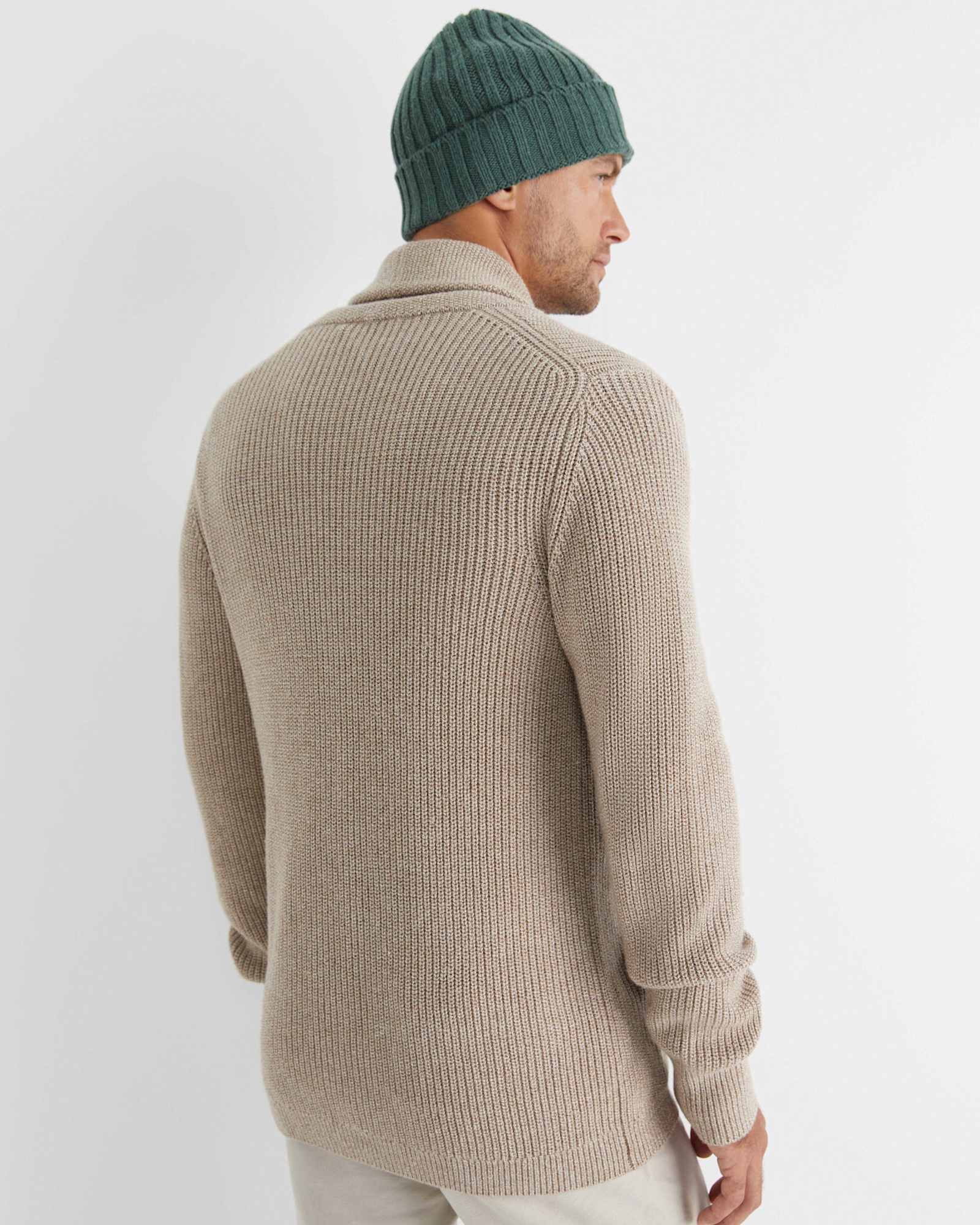 Nelson Merino Wool Cardigan in BISCUIT