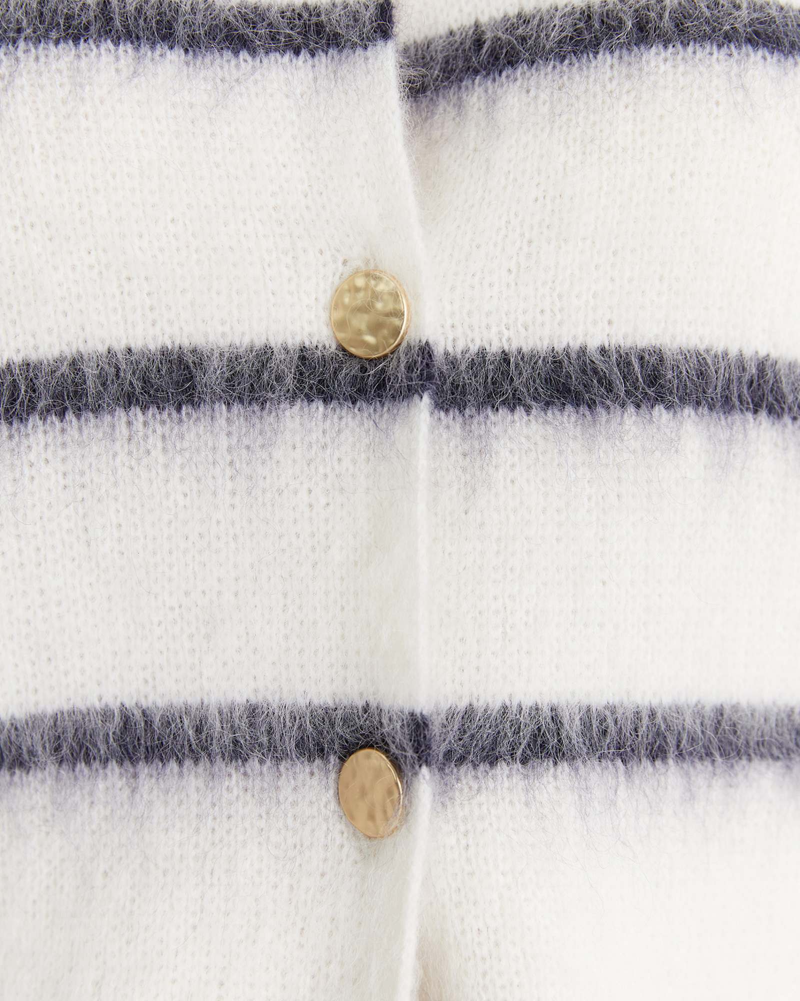 Tatiana Mohair Stripe Cardigan in WHITE/NAVY