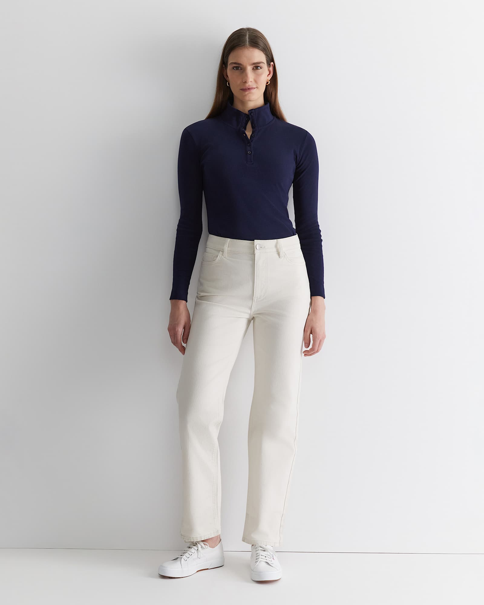 Lucy Funnel Neck Top in NAVY
