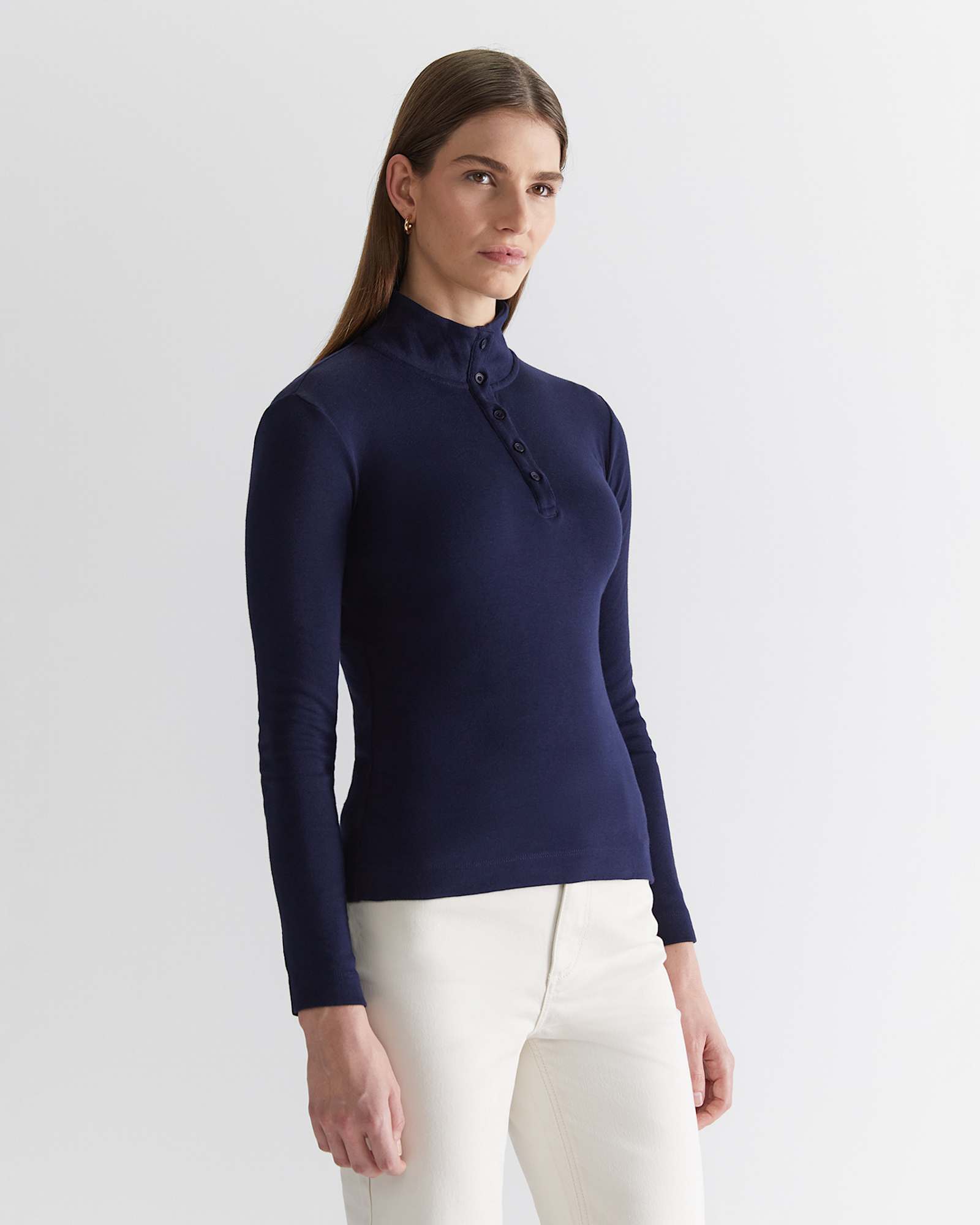 Lucy Funnel Neck Top in NAVY