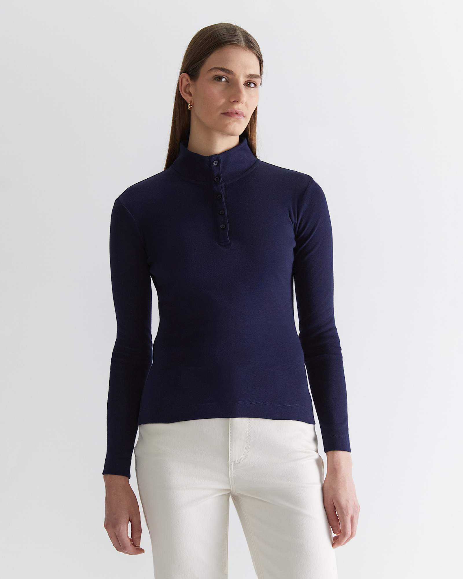 Lucy Funnel Neck Top in NAVY