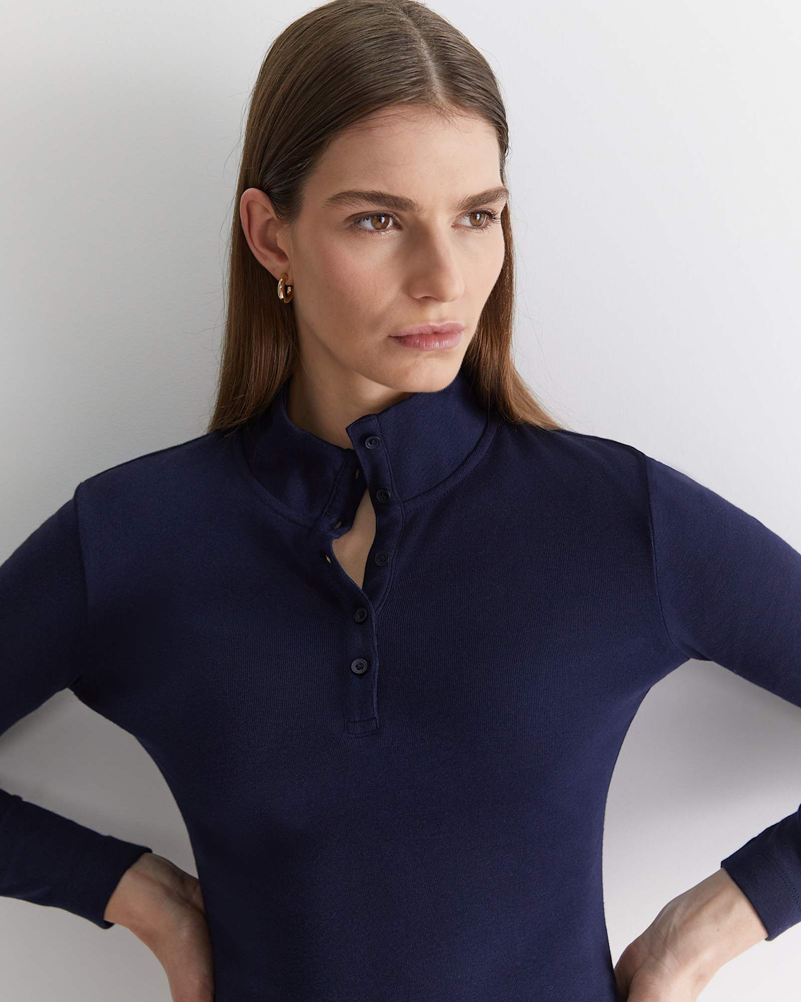 Lucy Funnel Neck Top in NAVY