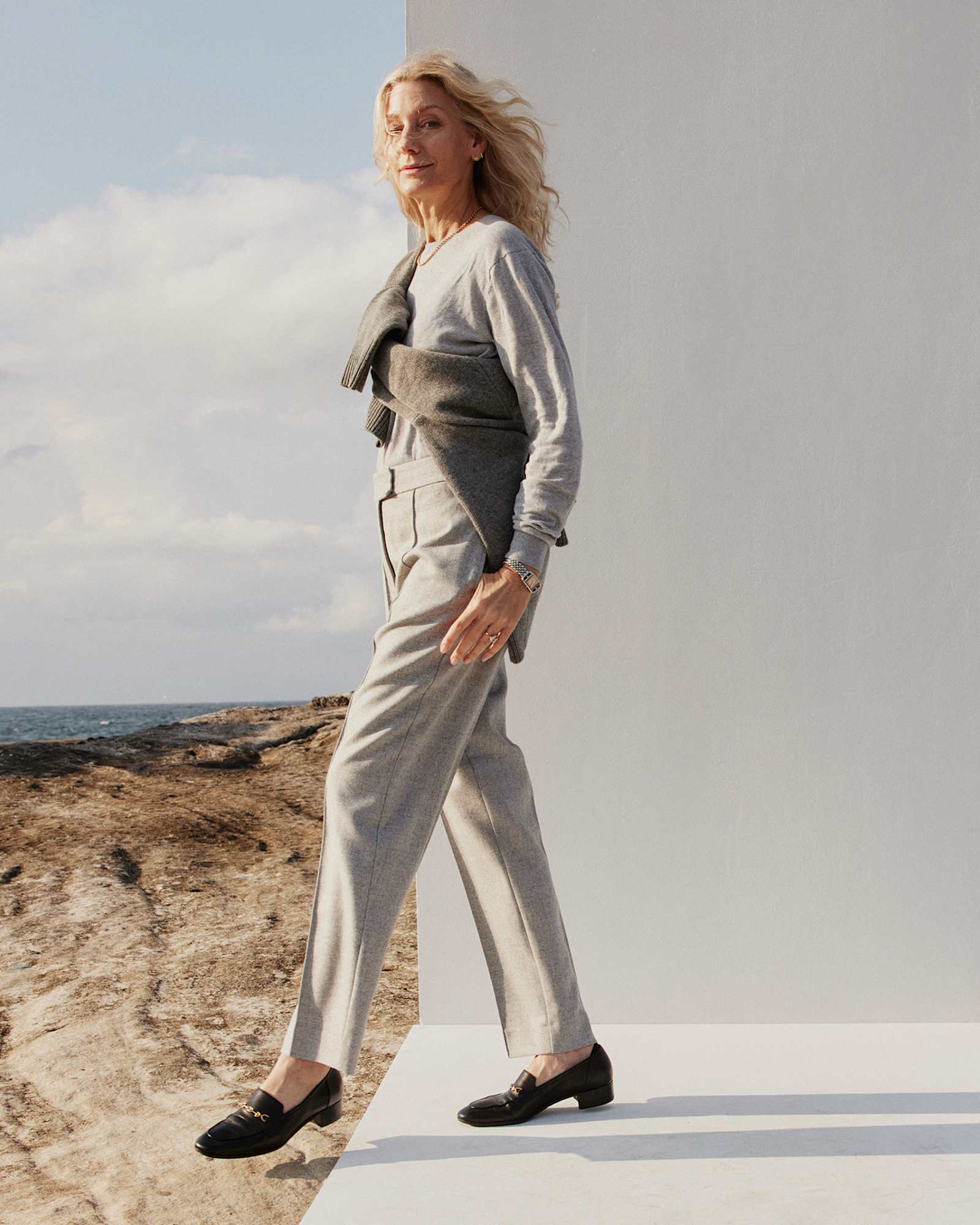 Frankie Twill Straight Pant in SILVER MELANGE