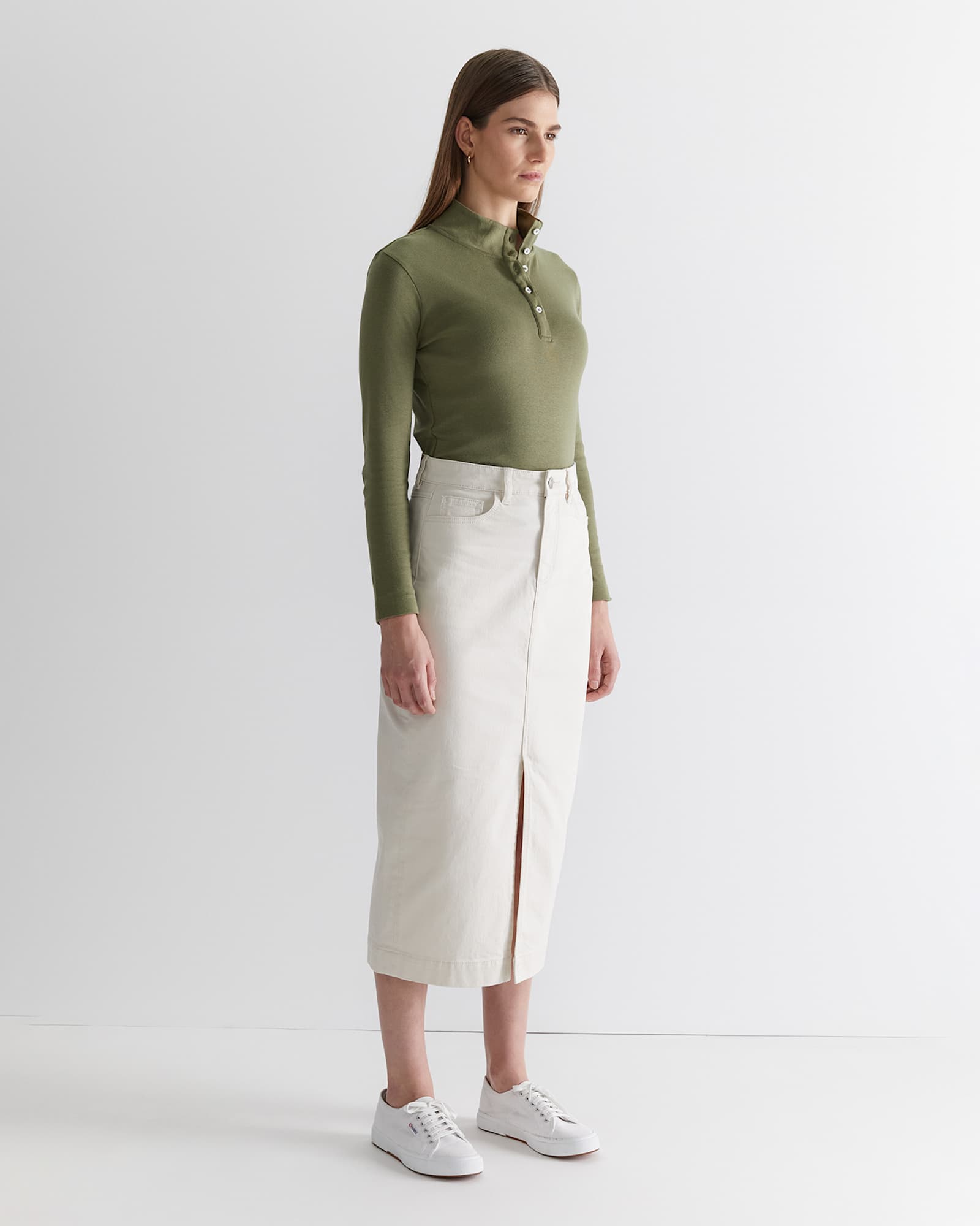 Gabi Midi Skirt in ECRU