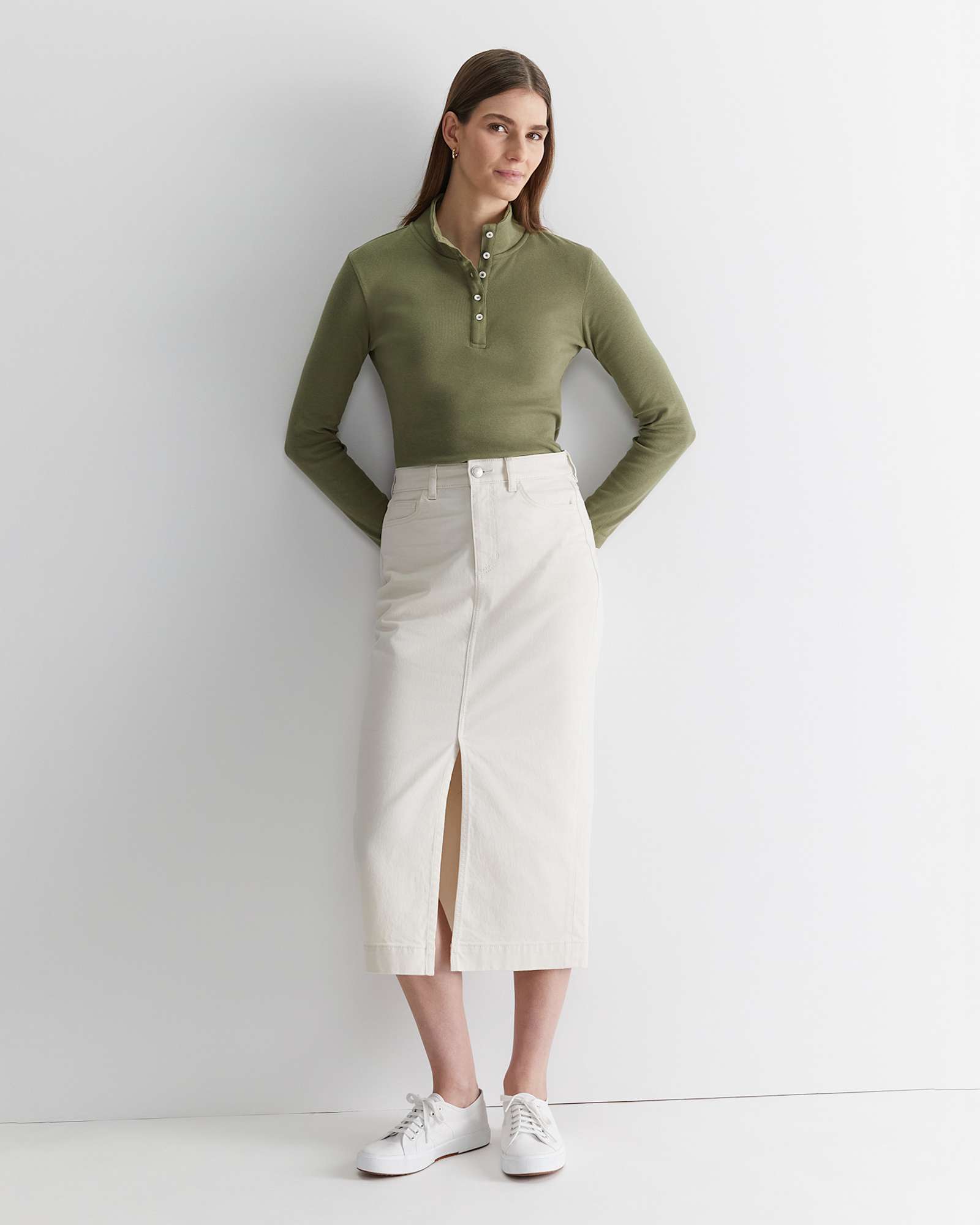 Gabi Midi Skirt in ECRU