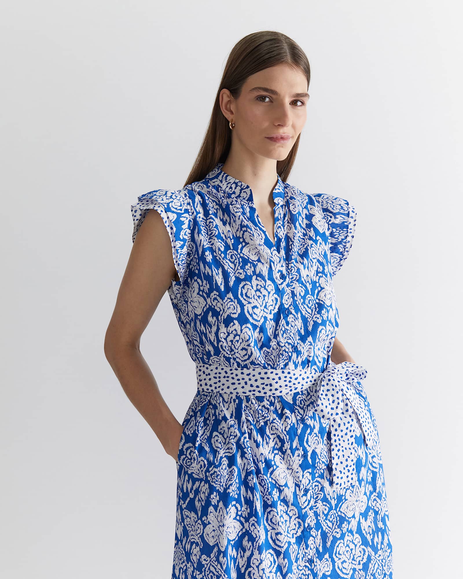 Sia Flounce Midi Dress in MULTI