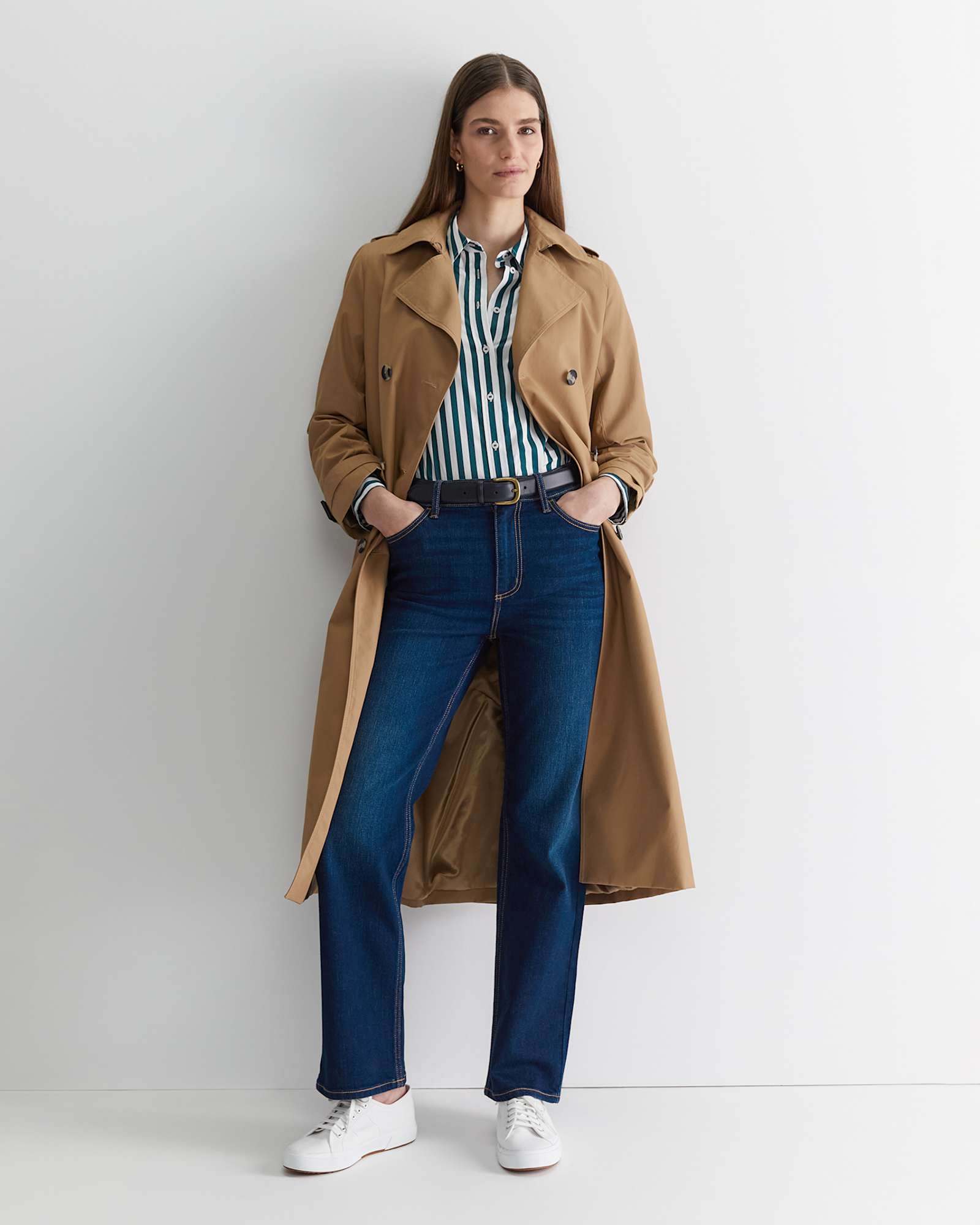 Serena Stripe Shirt in WHITE/GREEN