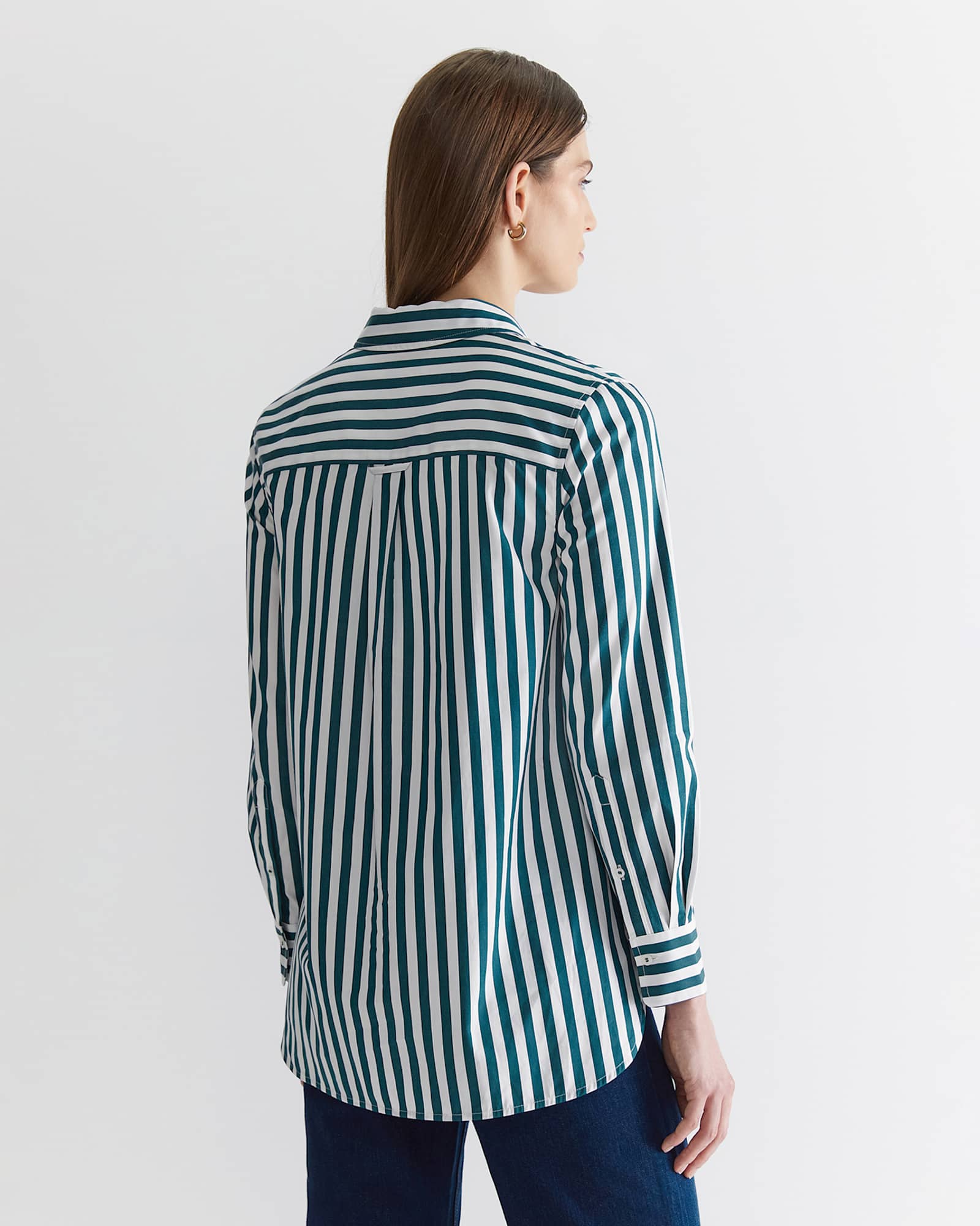 Serena Stripe Shirt in WHITE/GREEN