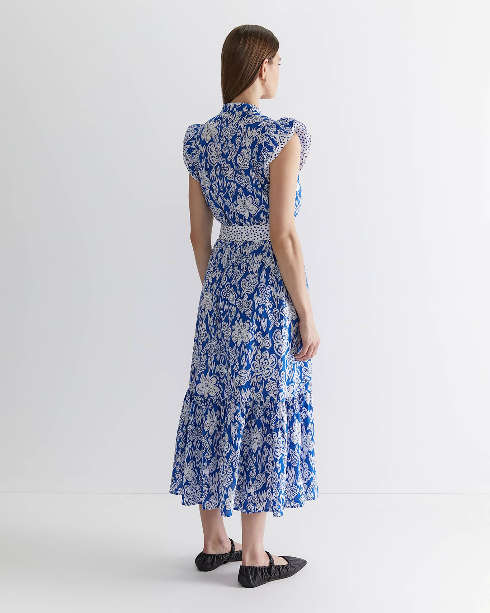 Sia Flounce Midi Dress in MULTI