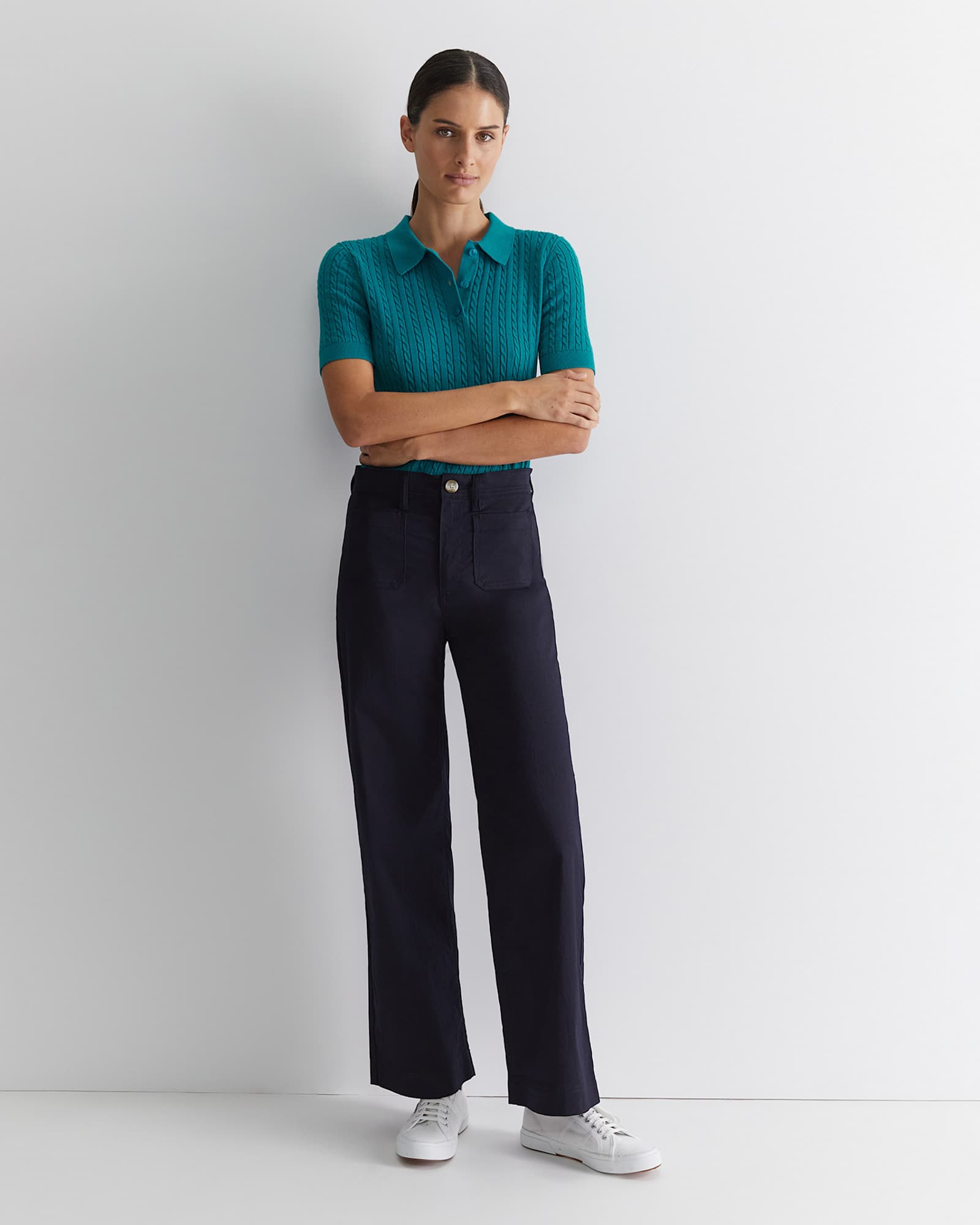 Evie Wide Leg Pant in CLASSIC NAVY
