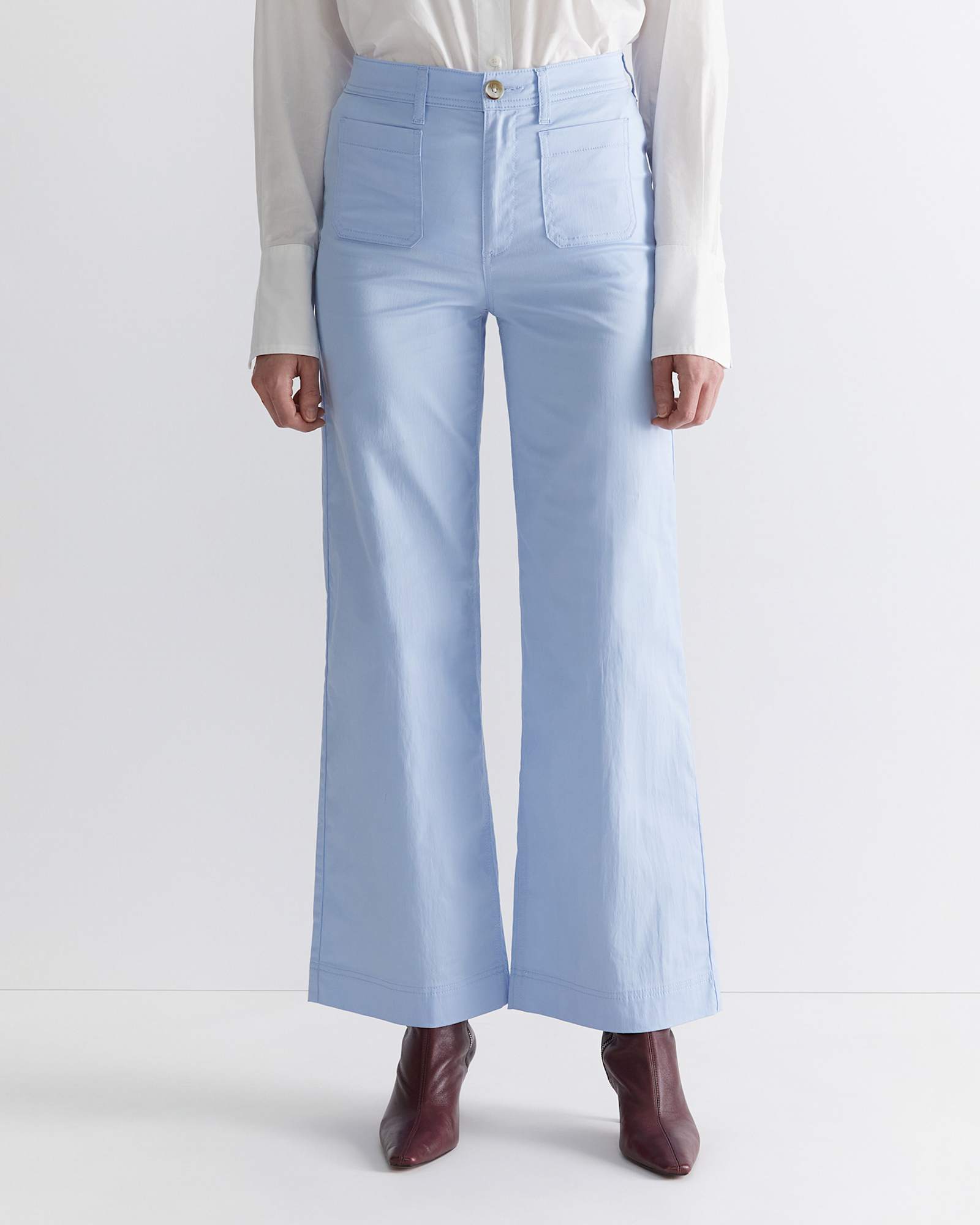 Evie Wide Leg Pant in PALE BLUE
