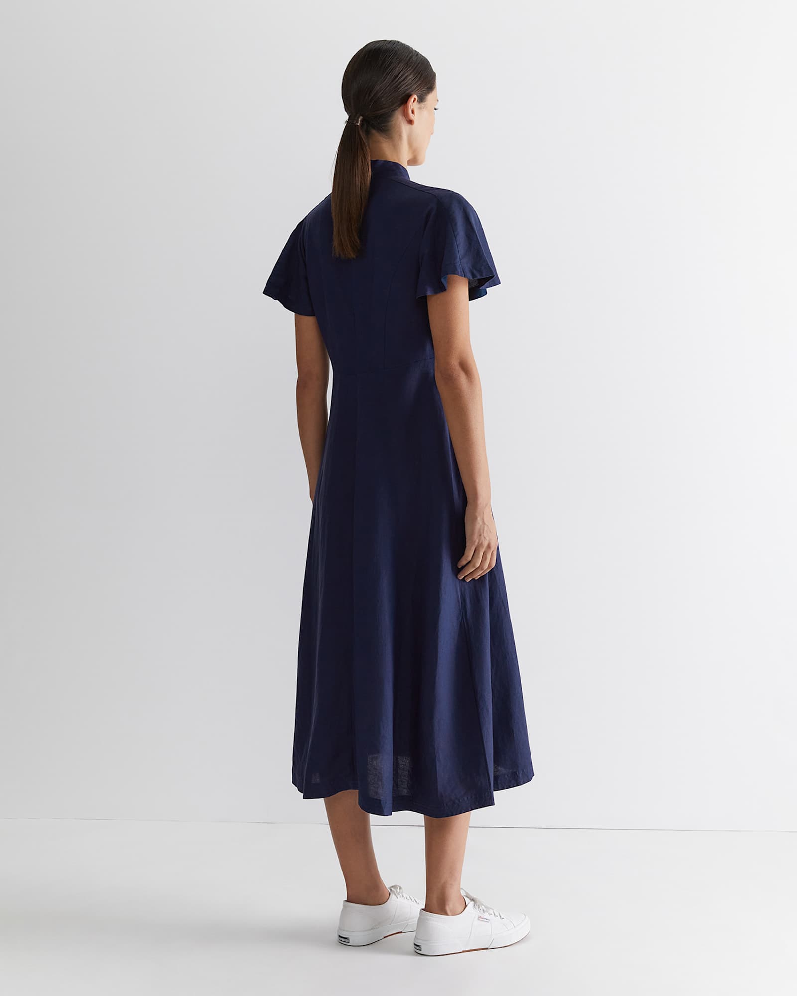 Faye Fit And Flare Midi Dress in NAVY