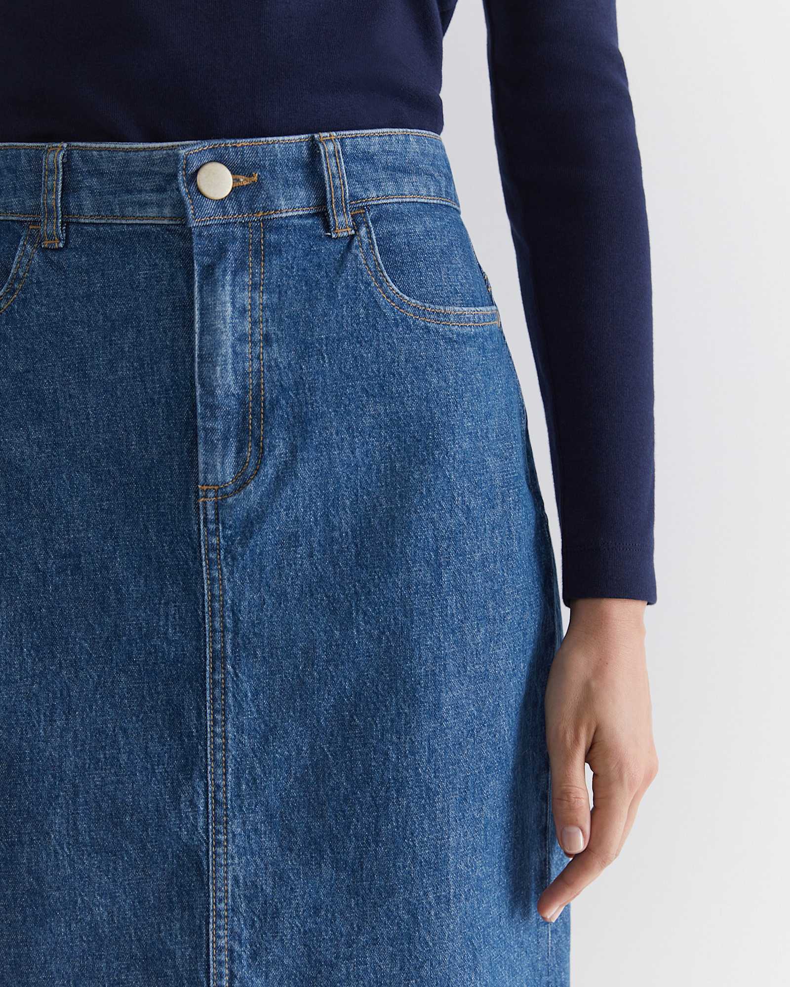 Brodie Denim Skirt in MID WASH