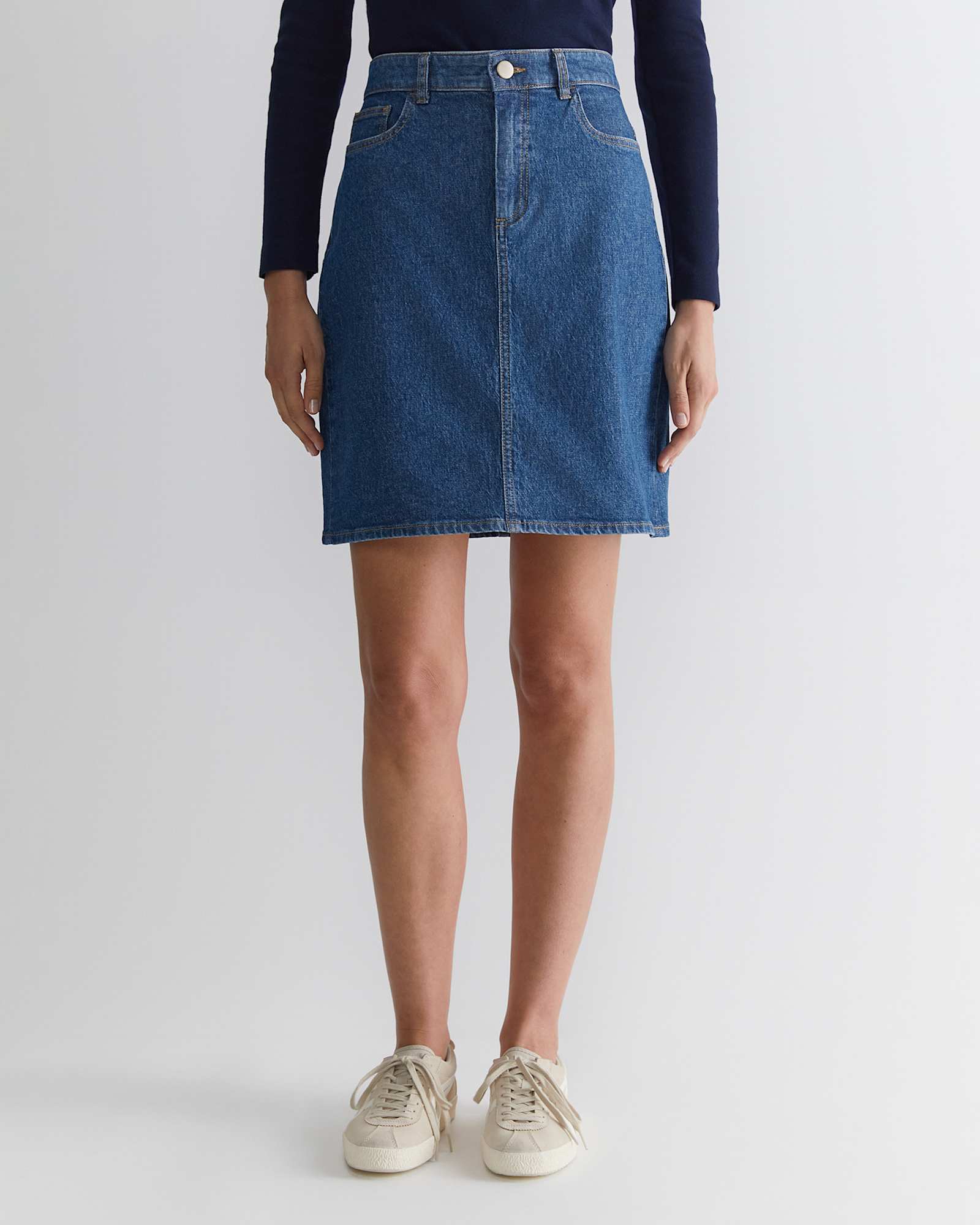 Brodie Denim Skirt in MID WASH
