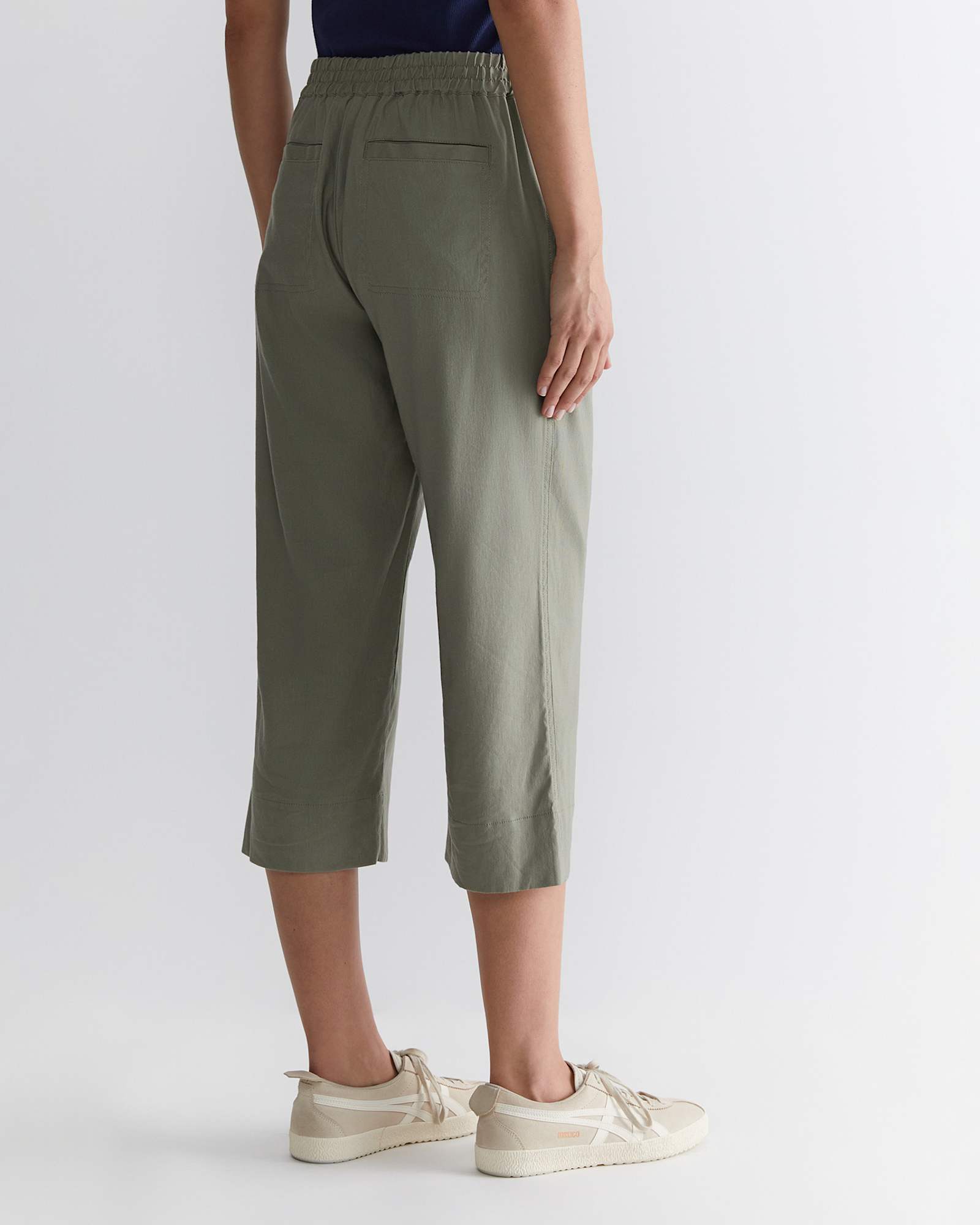 Rosa Crop Linen Pant in KHAKI