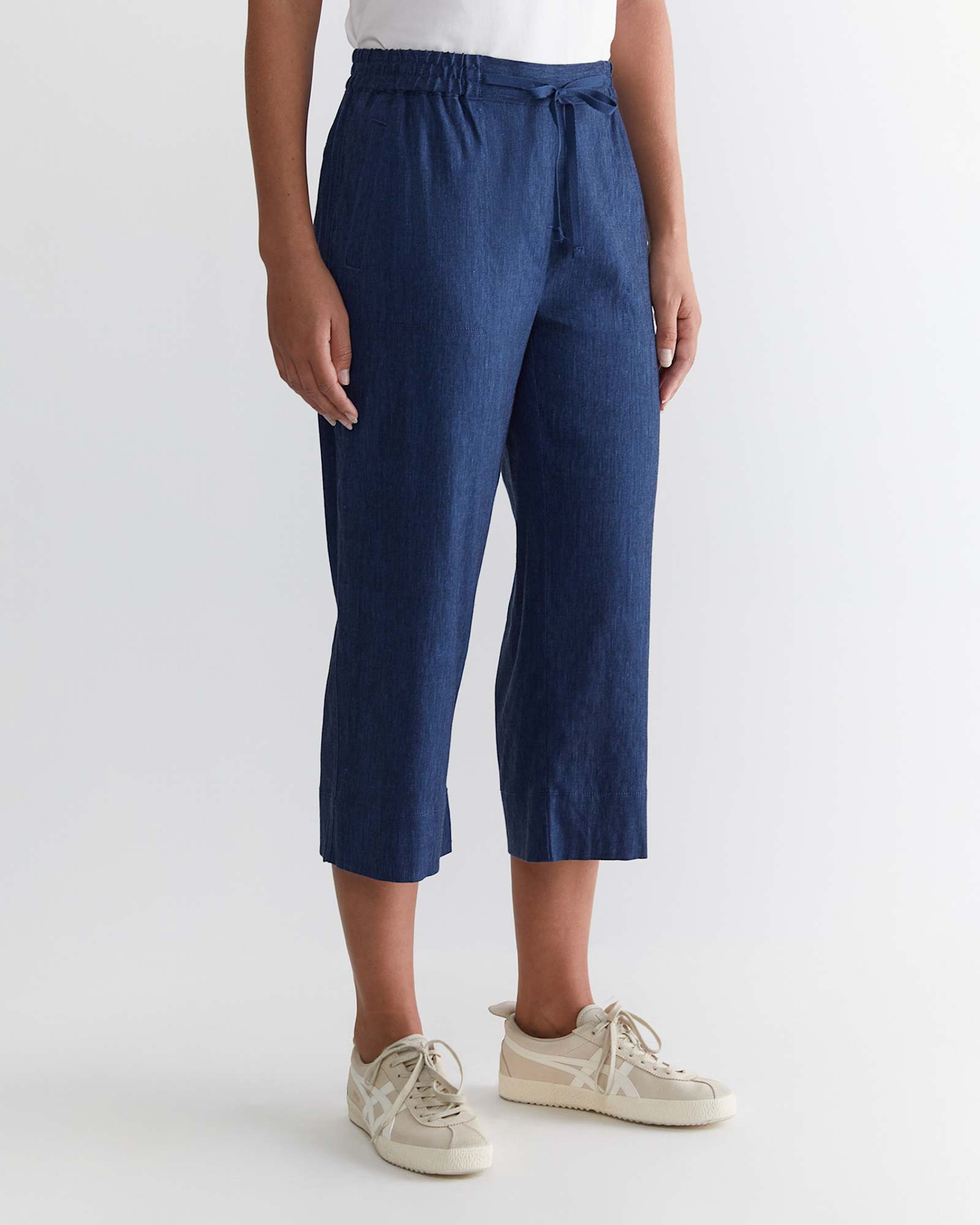 Rosa Crop Linen Pant in INDIGO