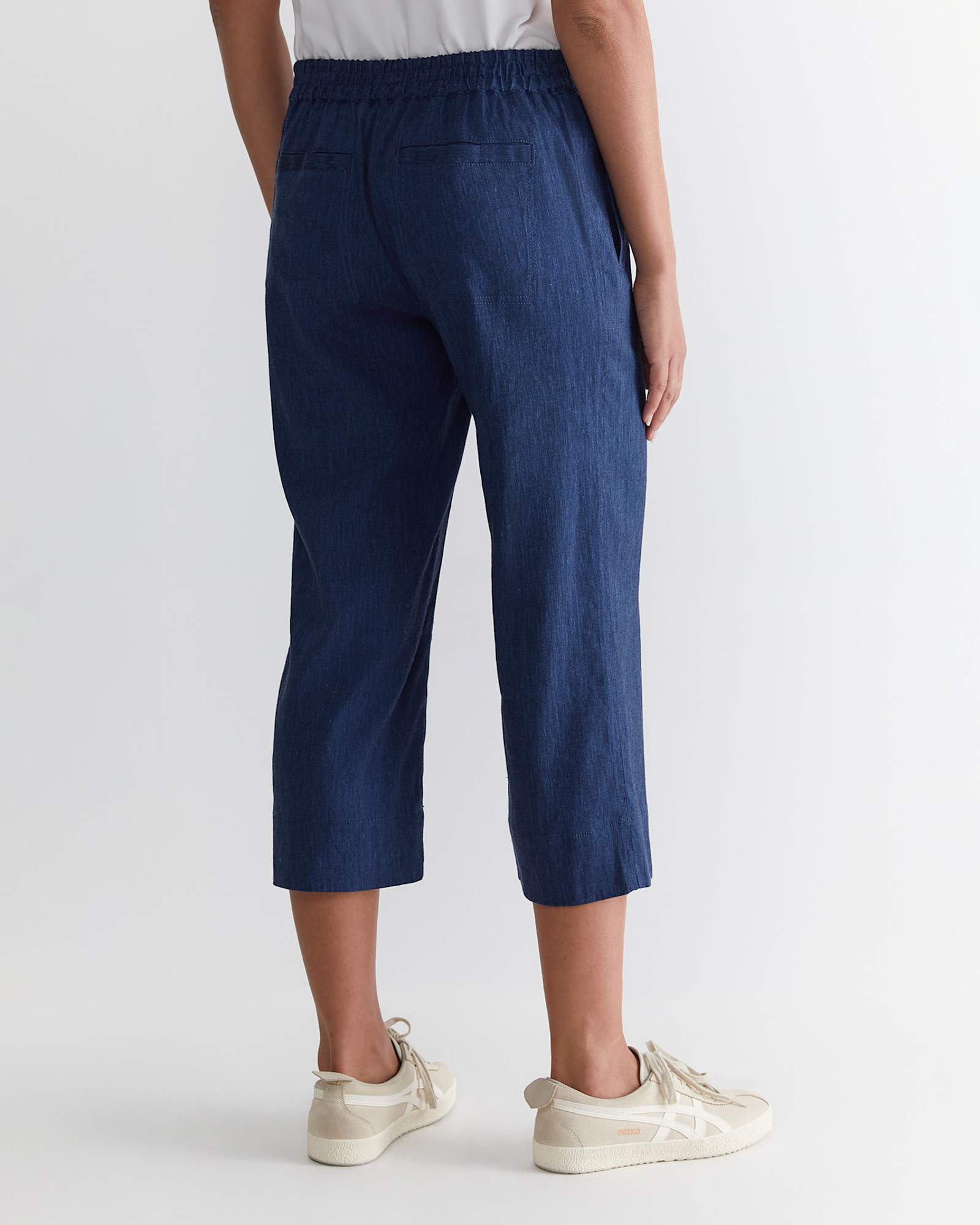 Rosa Crop Linen Pant in INDIGO