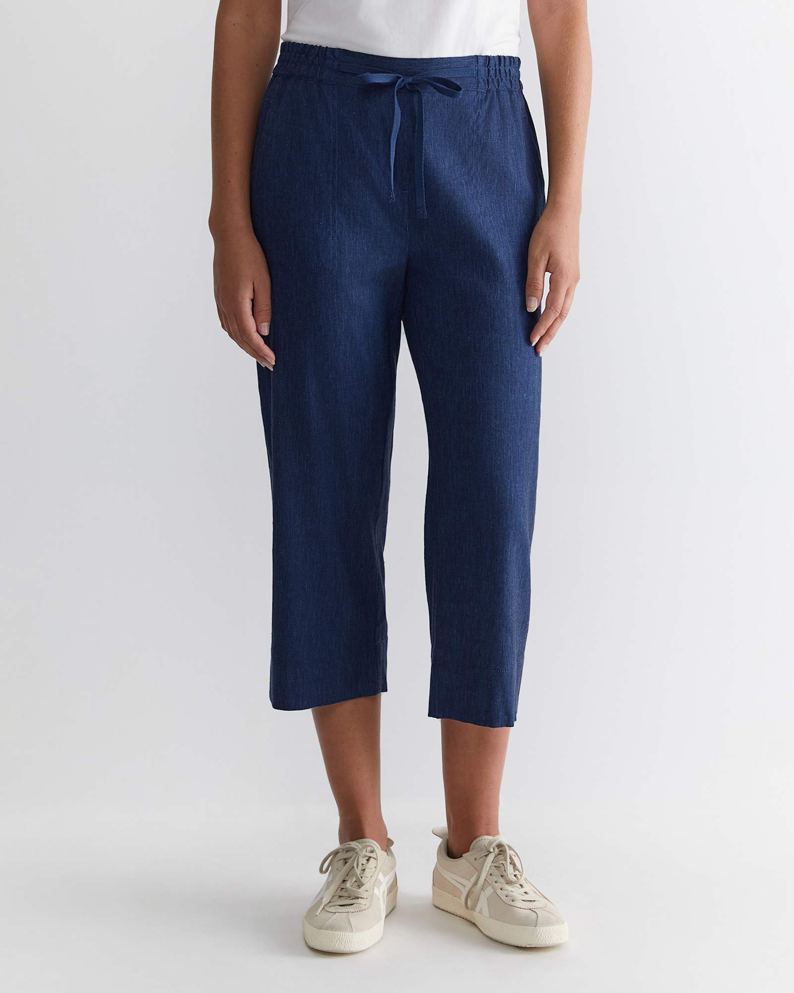Rosa Crop Linen Pant in INDIGO