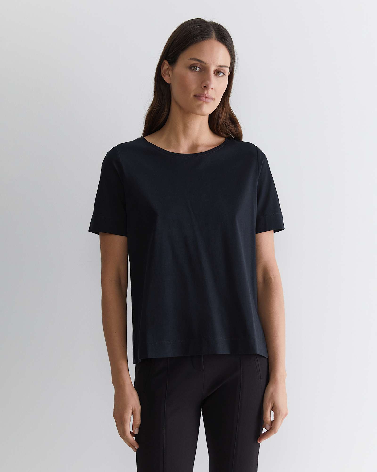 Mercerised Cotton Tee in BLACK