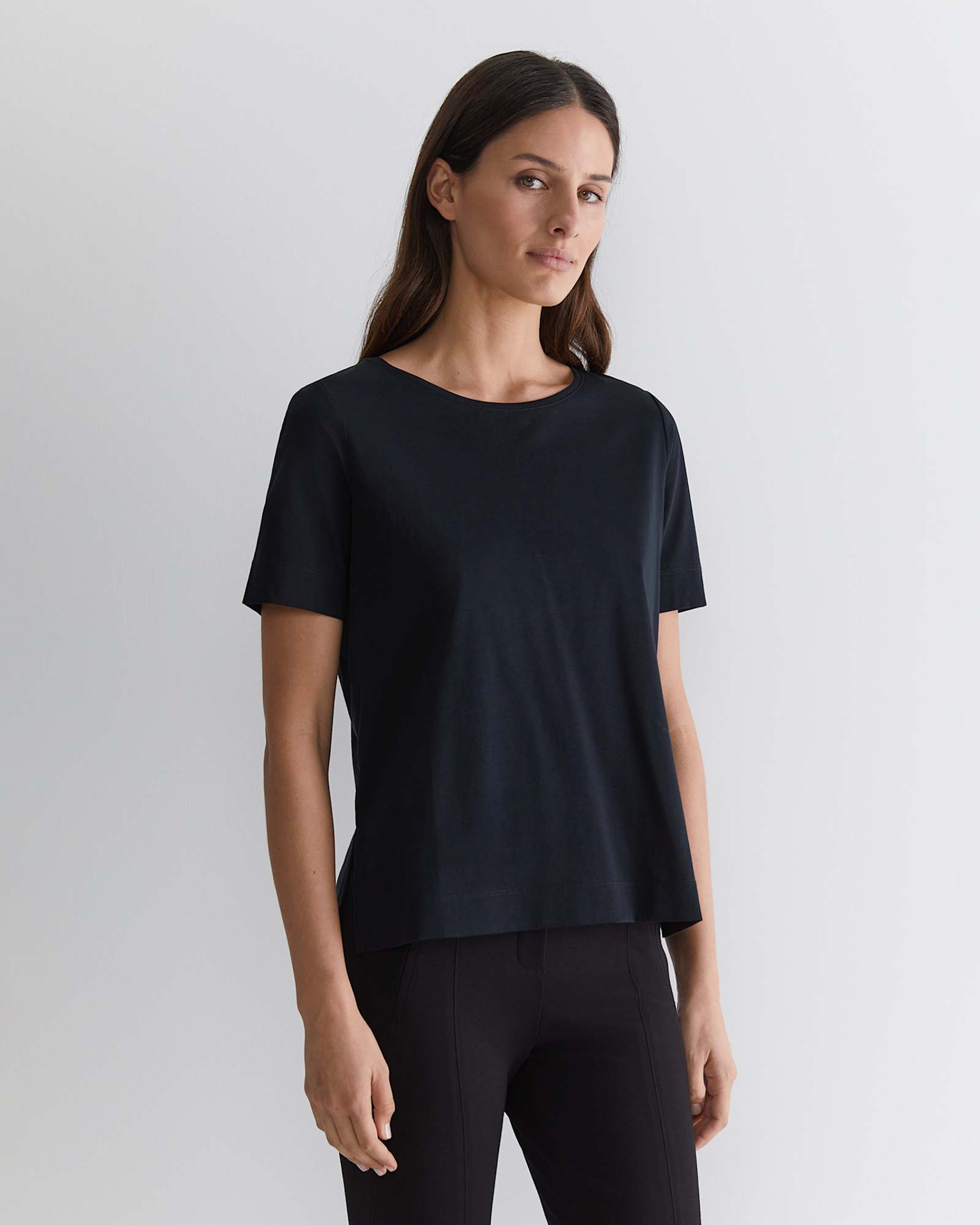 Mercerised Cotton Tee in BLACK