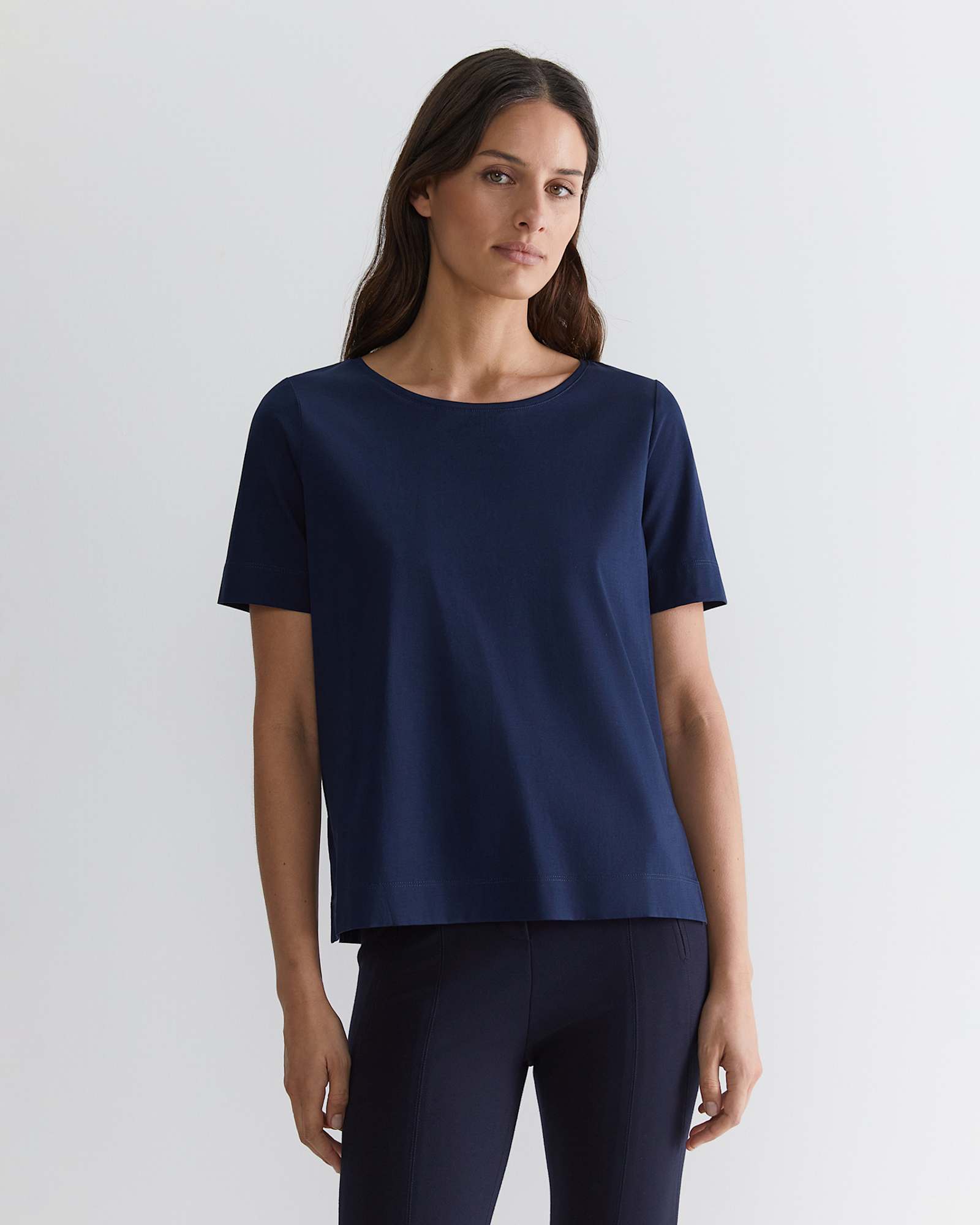 Mercerised Cotton Tee in NAVY