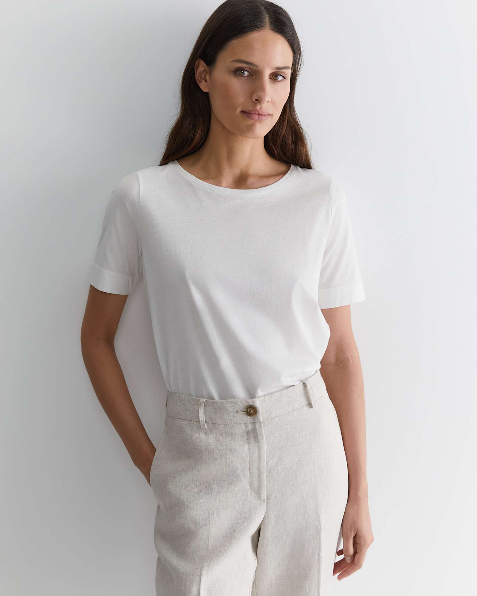 Mercerised Cotton Tee in WHITE