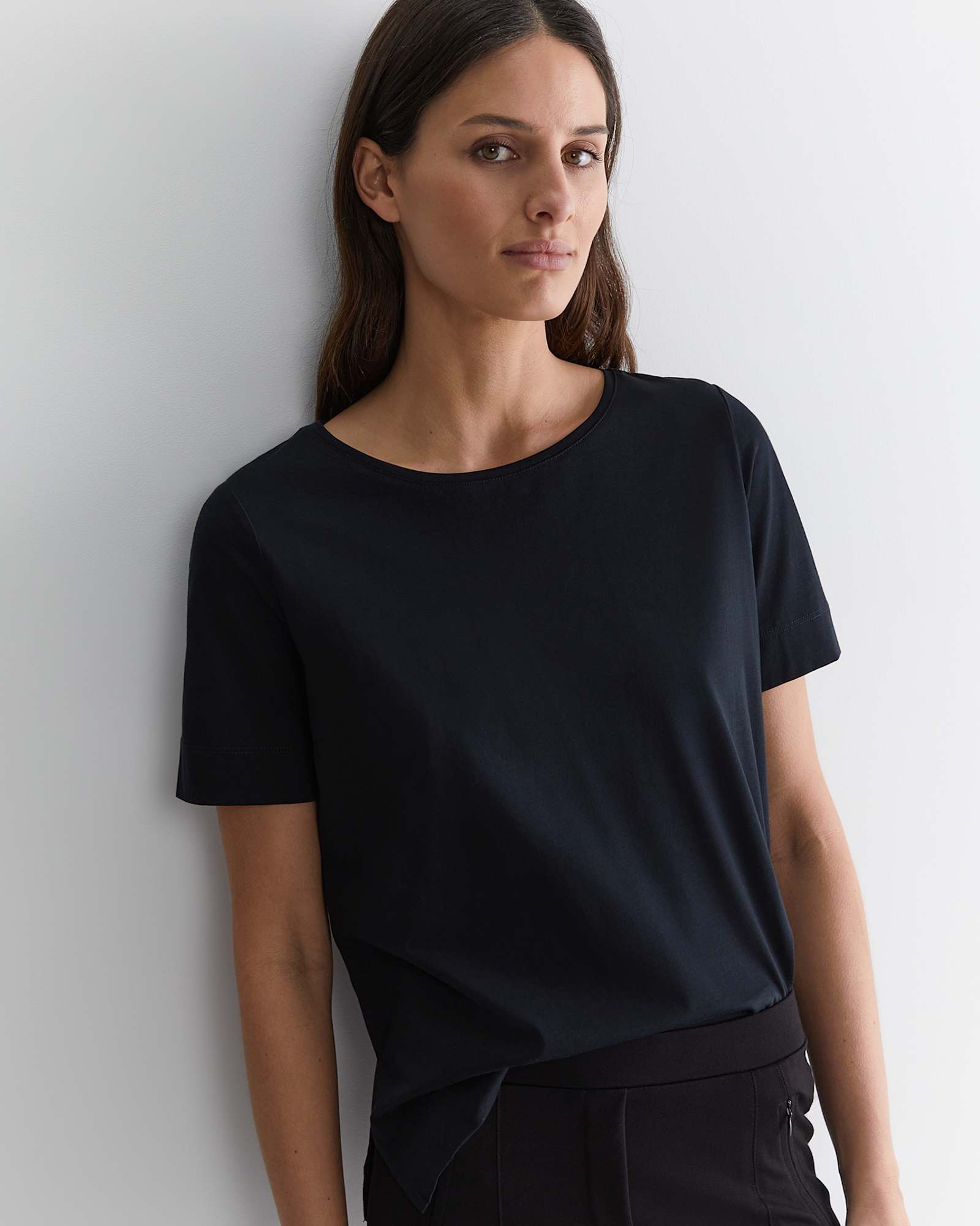 Mercerised Cotton Tee in BLACK