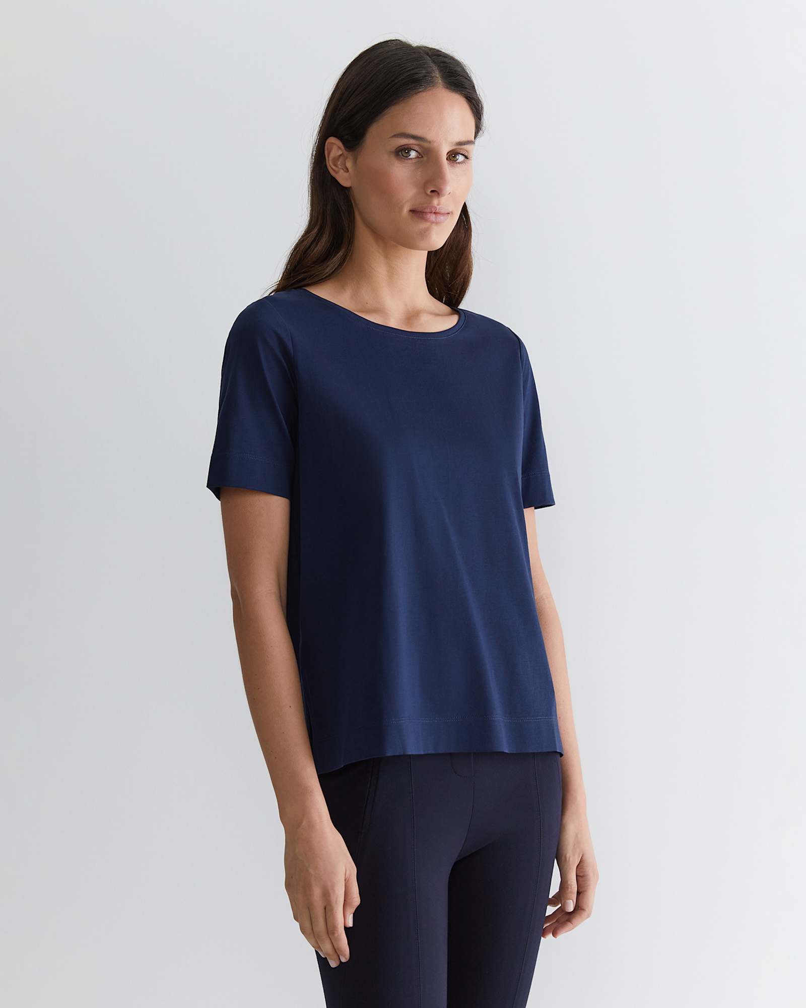 Mercerised Cotton Tee in NAVY