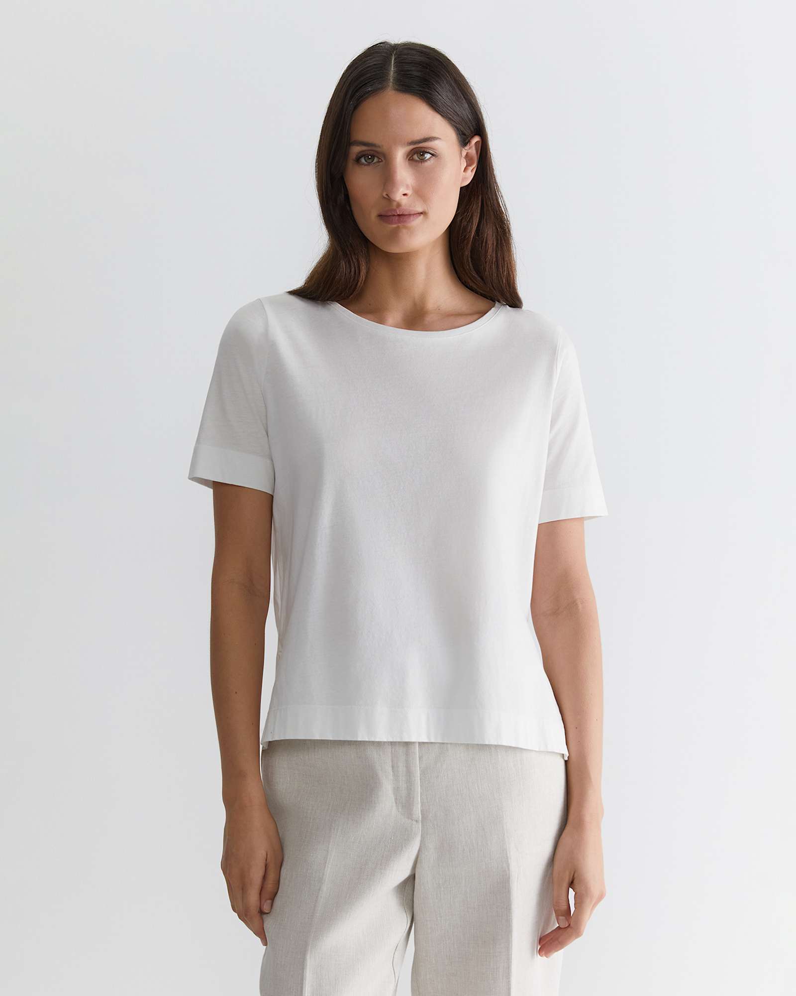 Mercerised Cotton Tee in WHITE