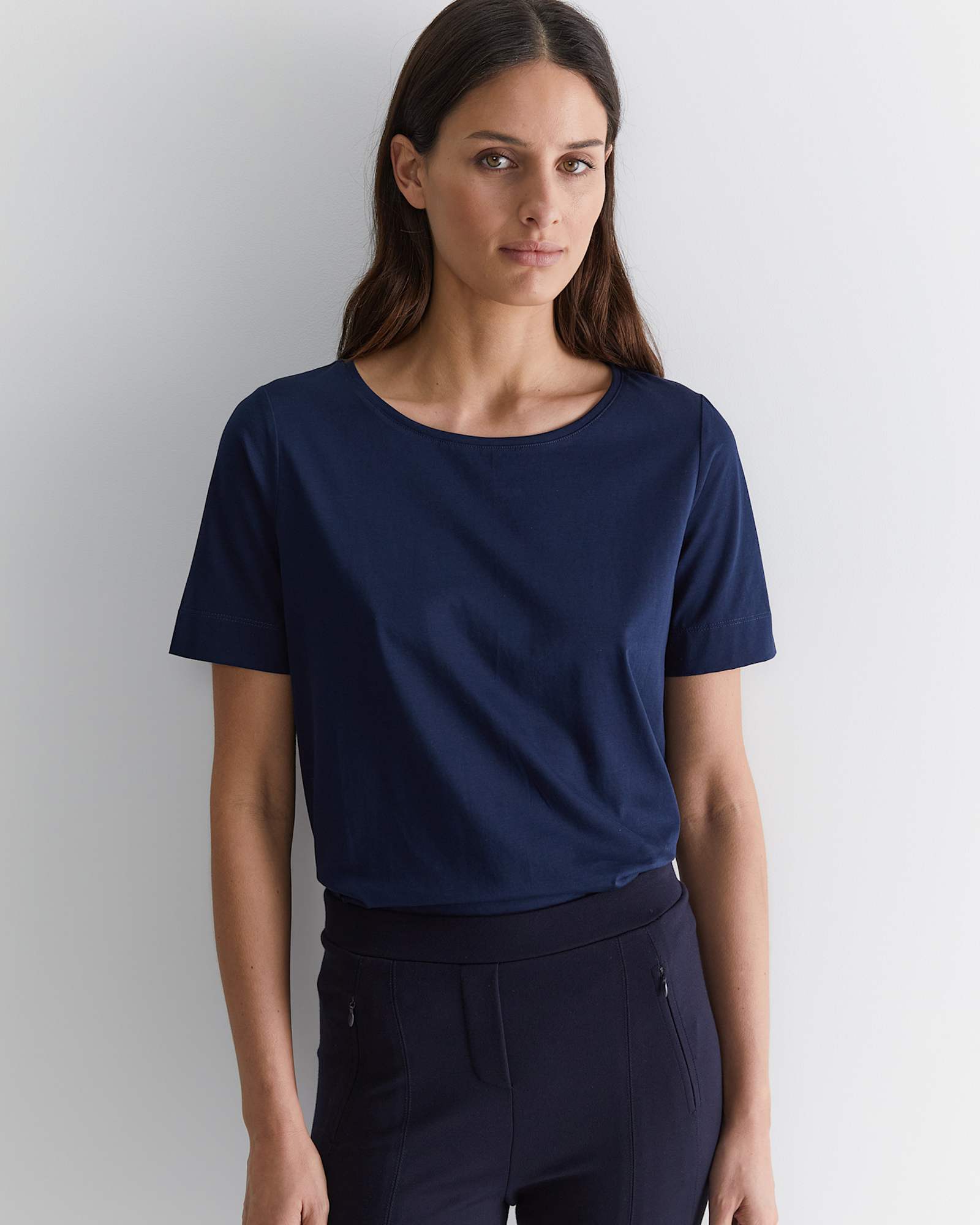 Mercerised Cotton Tee in NAVY