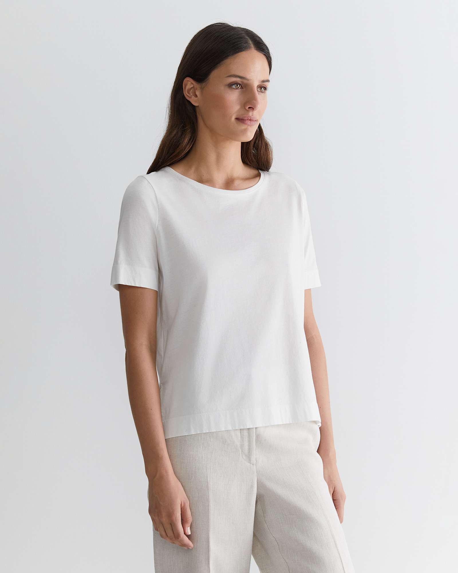Mercerised Cotton Tee in WHITE