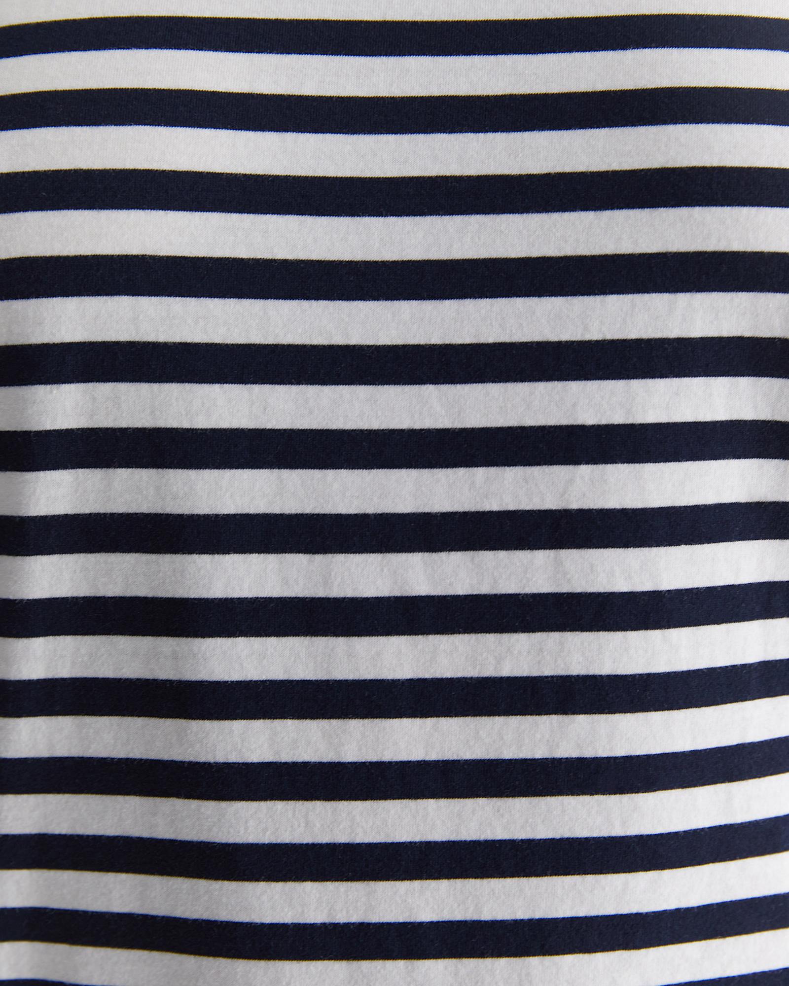 Cotton Crew 3 Quarter Sleeve T-Shirt in NAVY/WHITE