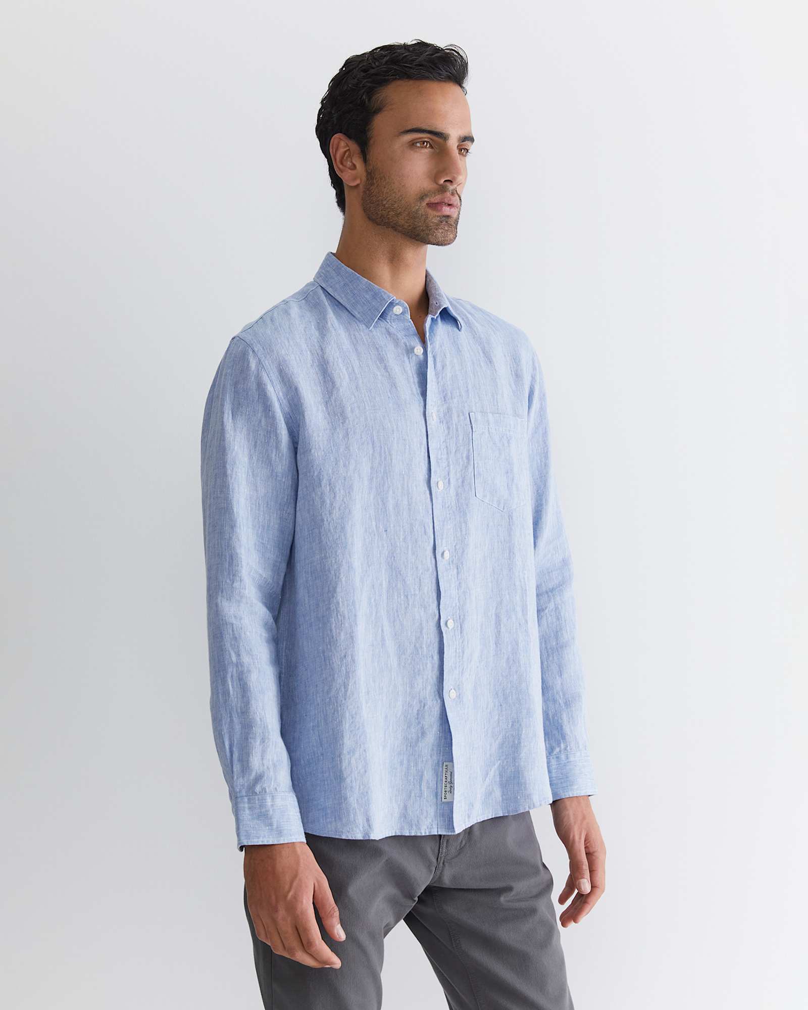 Long Sleeve Linen Shirt in CHAMBRAY