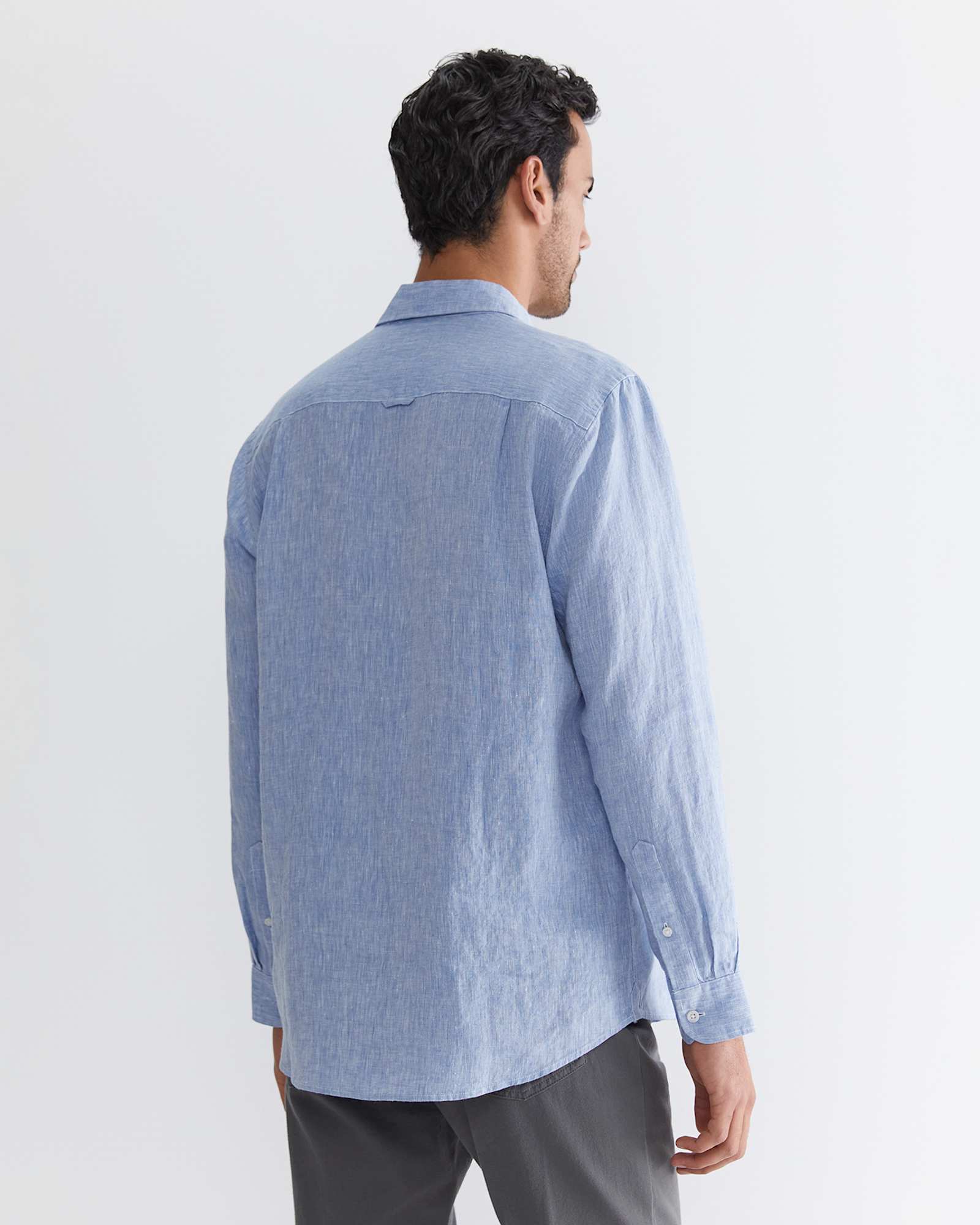 Long Sleeve Linen Shirt in CHAMBRAY