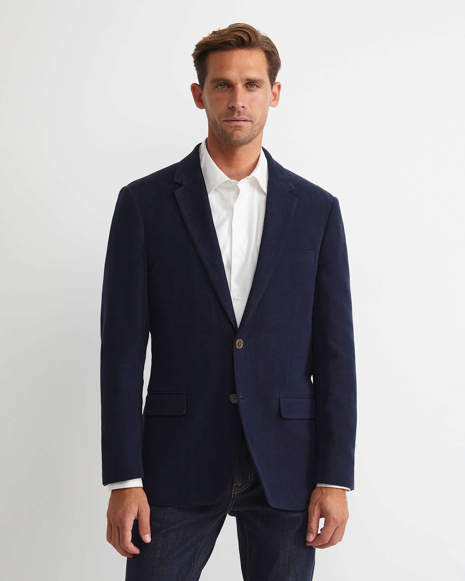 Italian Moleskin Blazer in NAVY