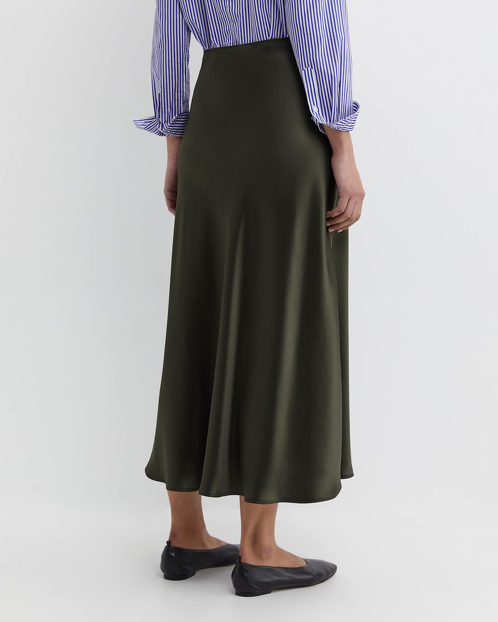 Charlotte Bias Slip Skirt in DARK KHAKI