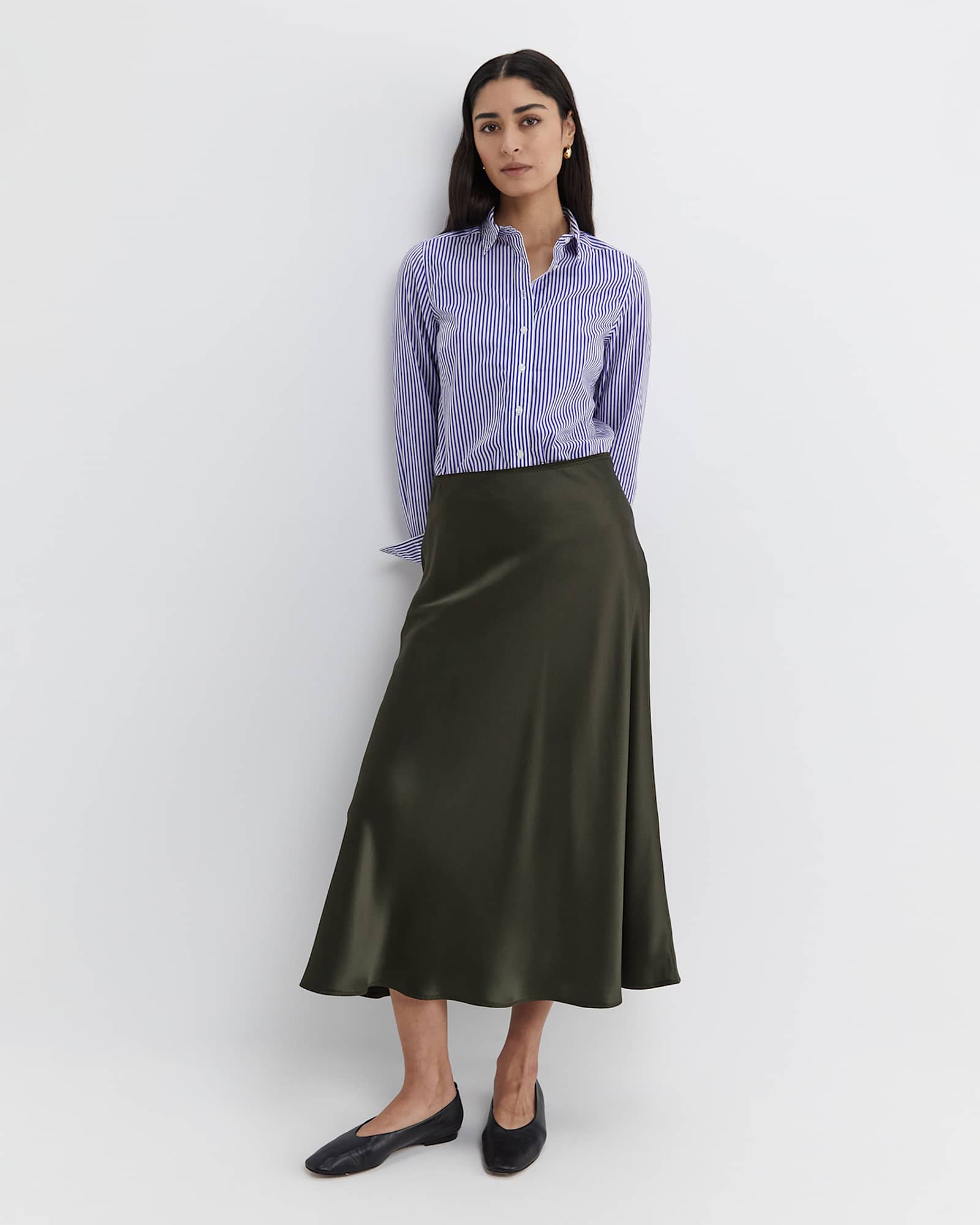 Charlotte Bias Slip Skirt in DARK KHAKI