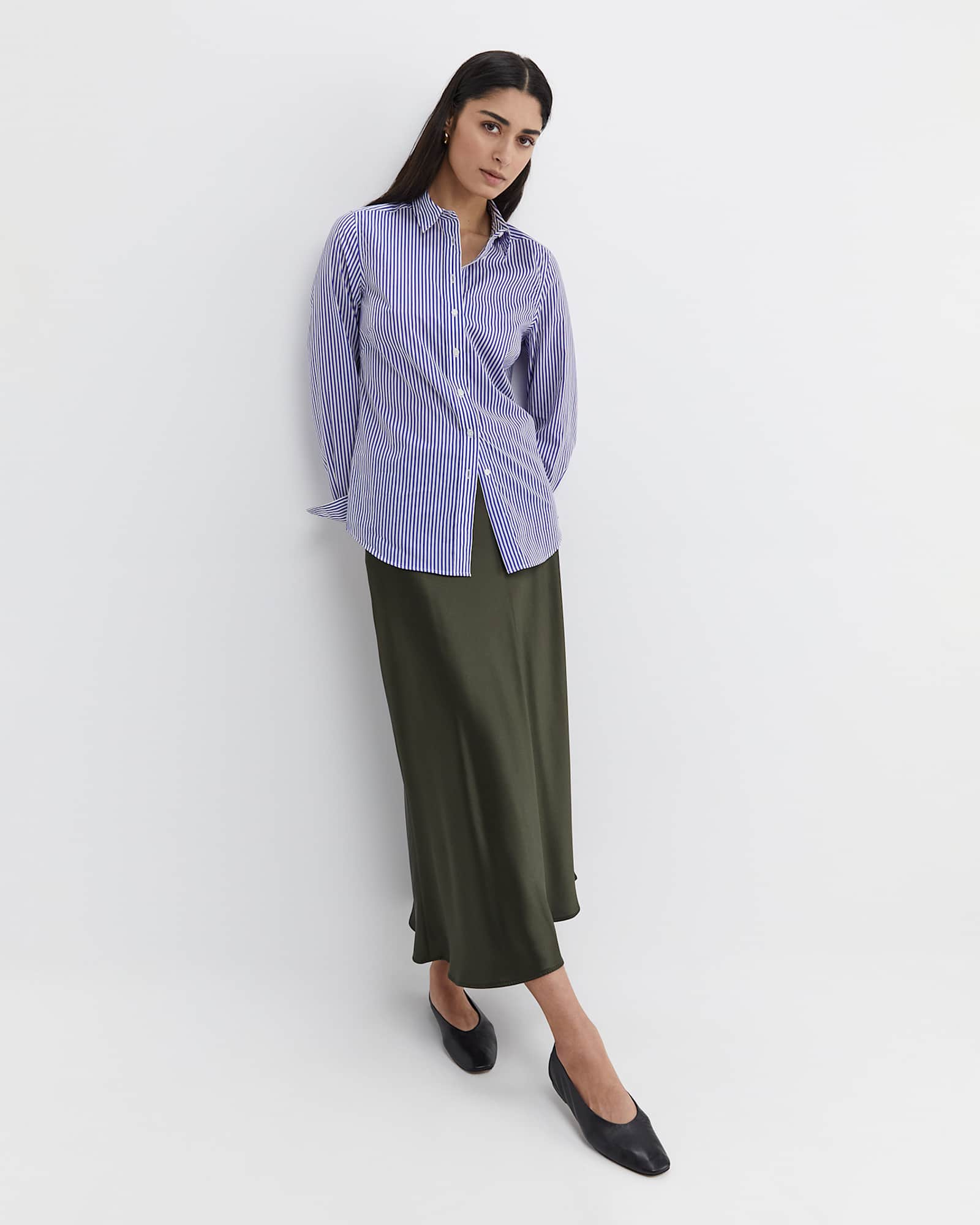 Charlotte Bias Slip Skirt in DARK KHAKI