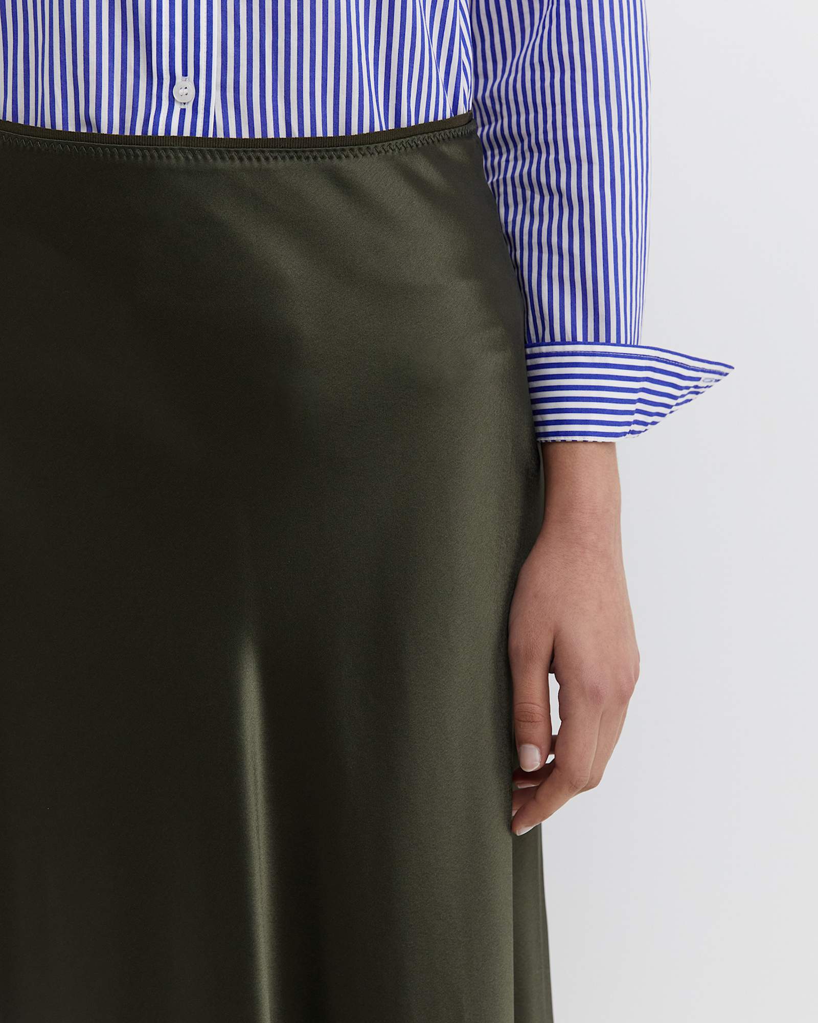 Charlotte Bias Slip Skirt in DARK KHAKI