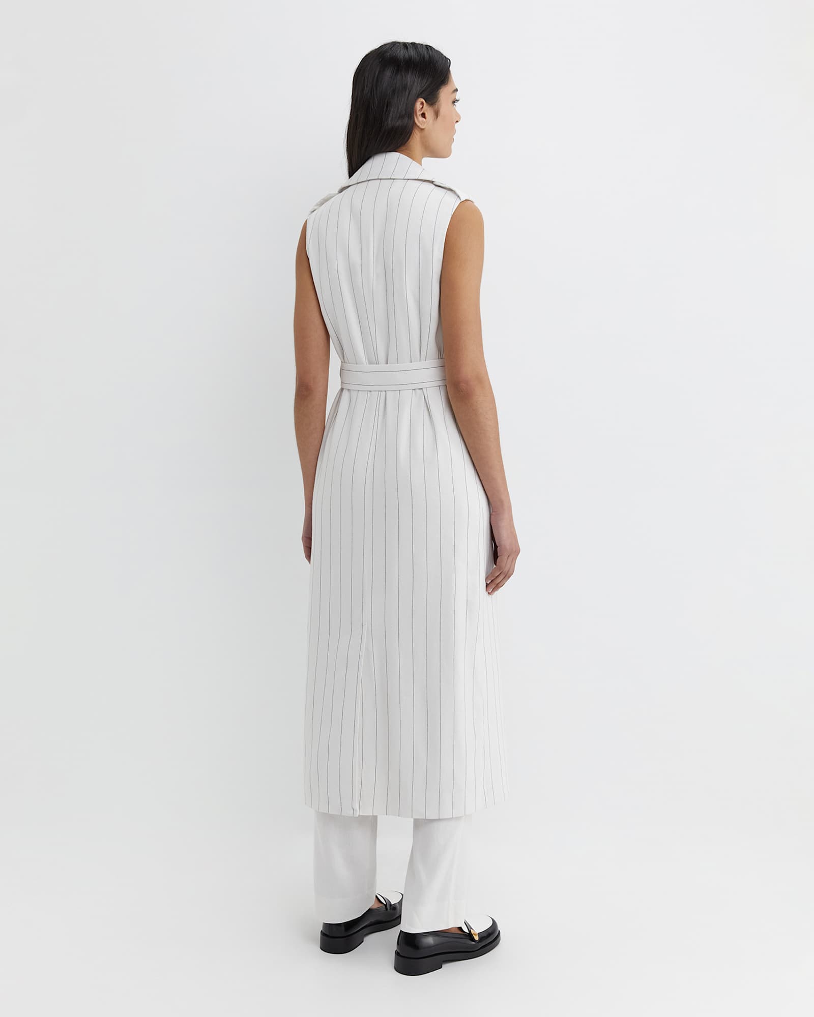 Brianne Trench Maxi Dress in WHITE/NAVY