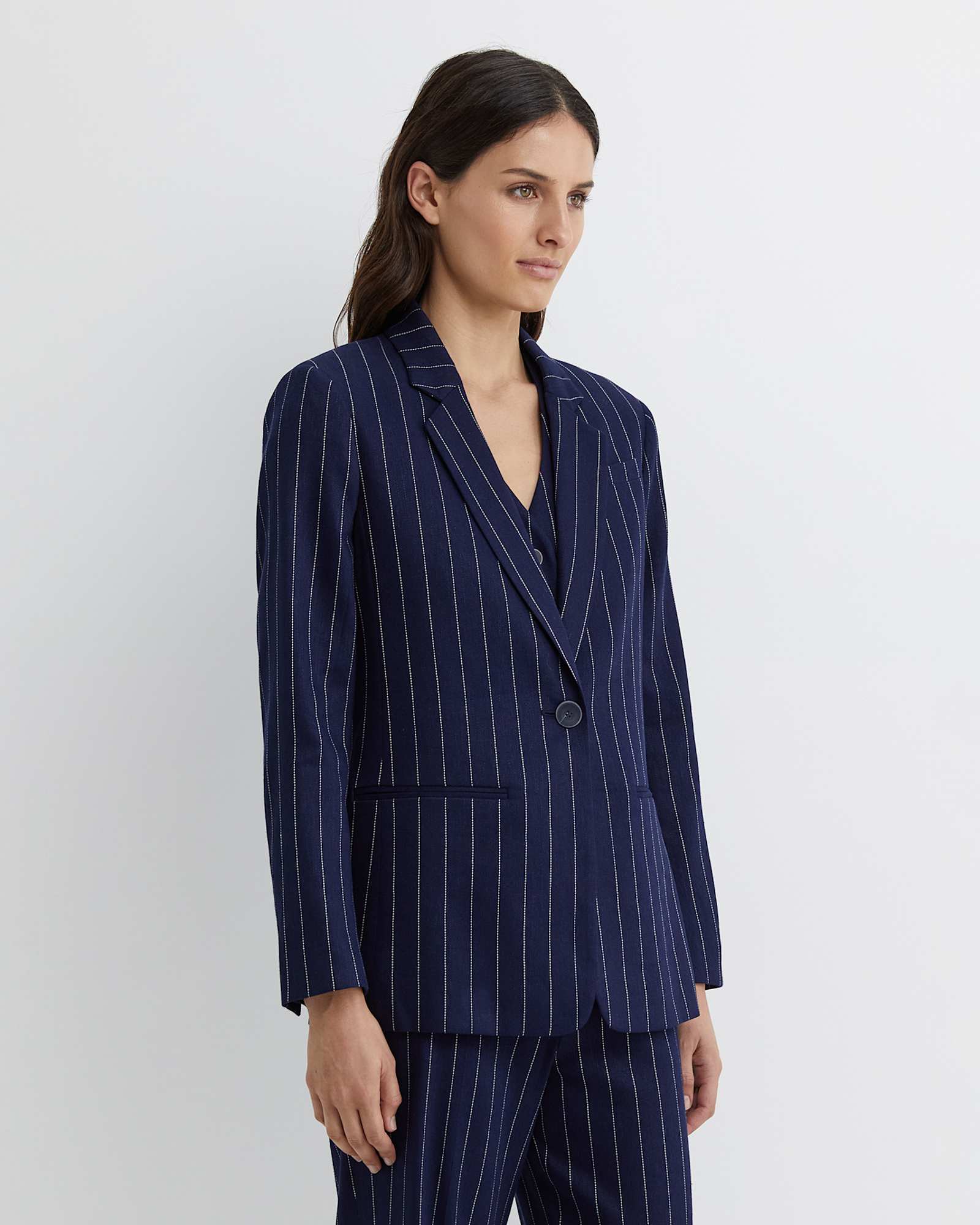 Brianne Stripe Blazer in NAVY/WHITE