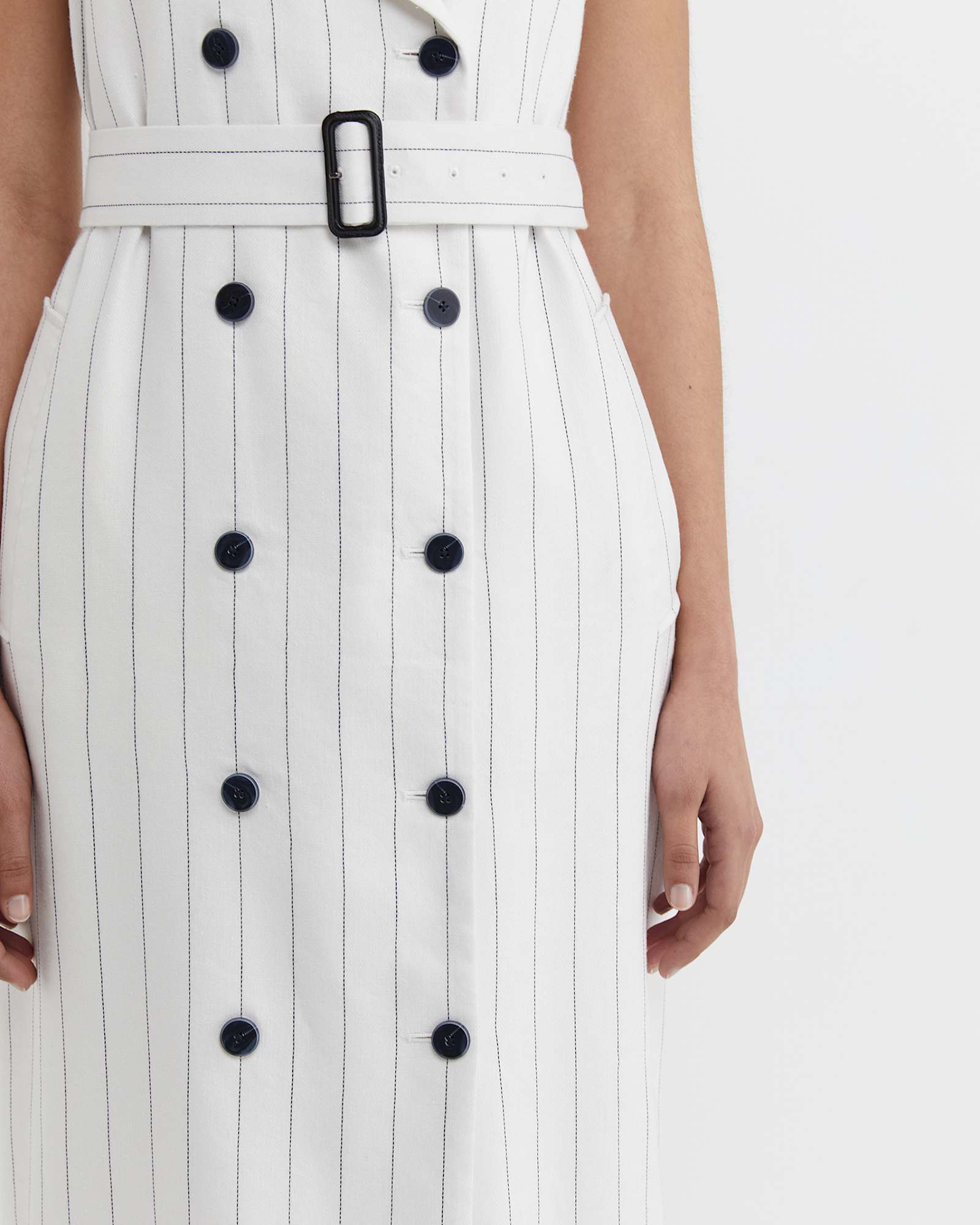 Brianne Trench Maxi Dress in WHITE/NAVY