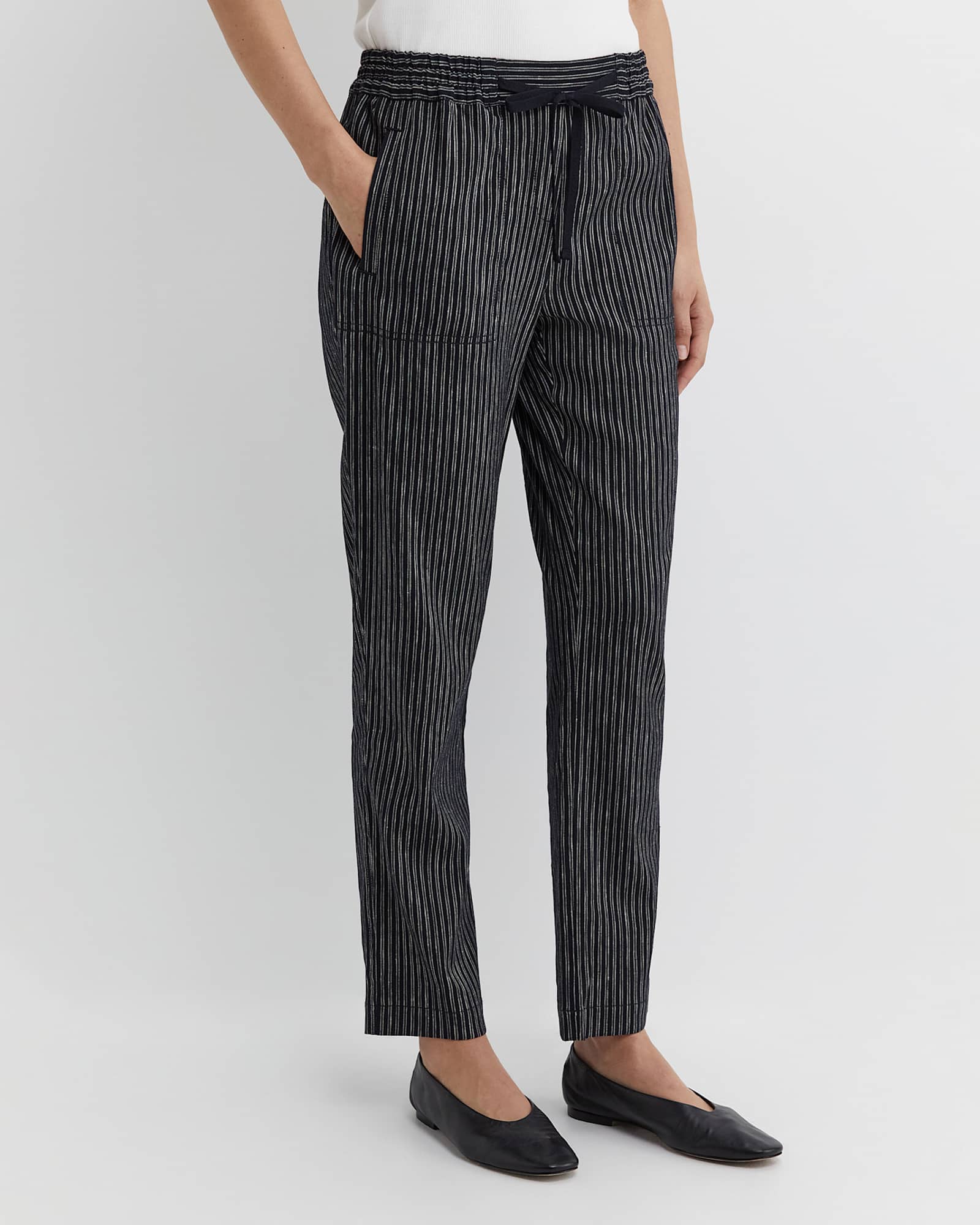 Rosa Stripe Linen Pant in NAVY/WHITE