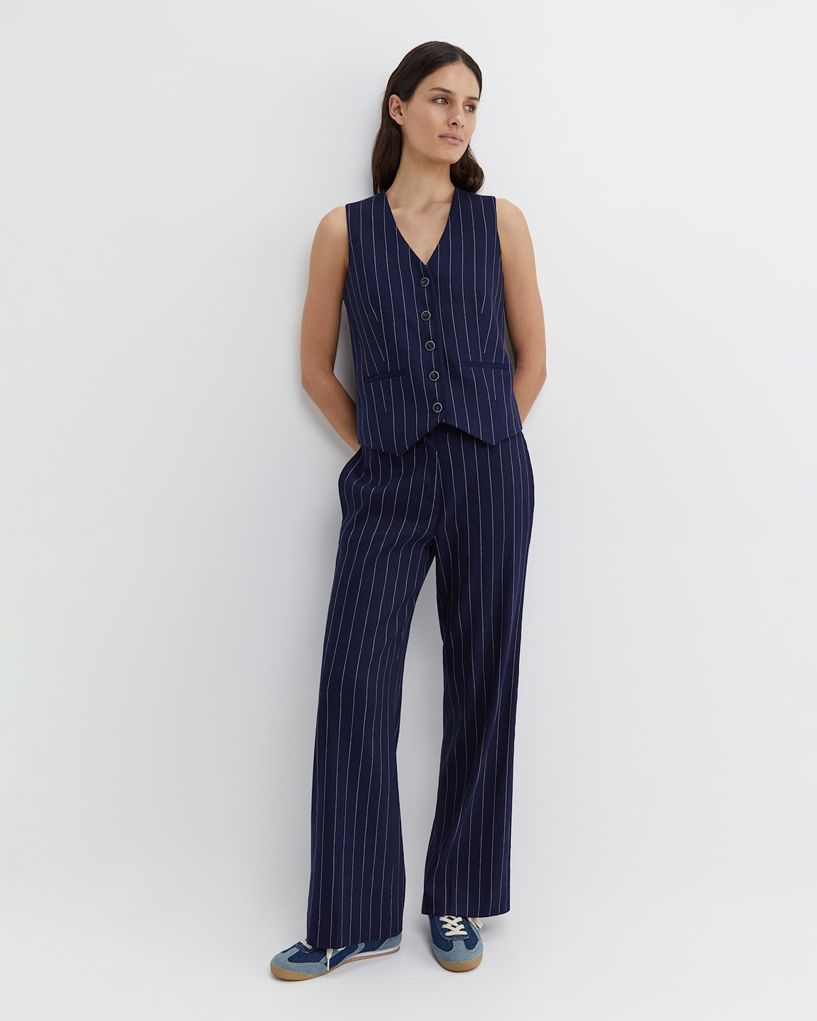 Brianne Stripe Vest in NAVY/WHITE