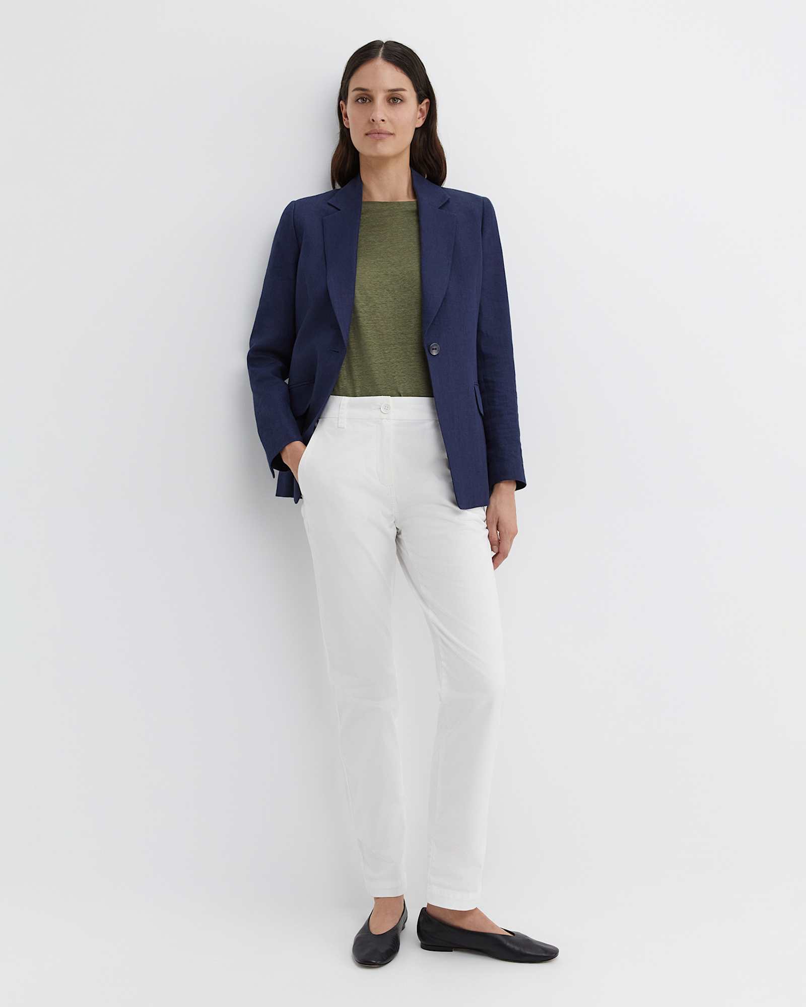 Cecile Linen Top in KHAKI