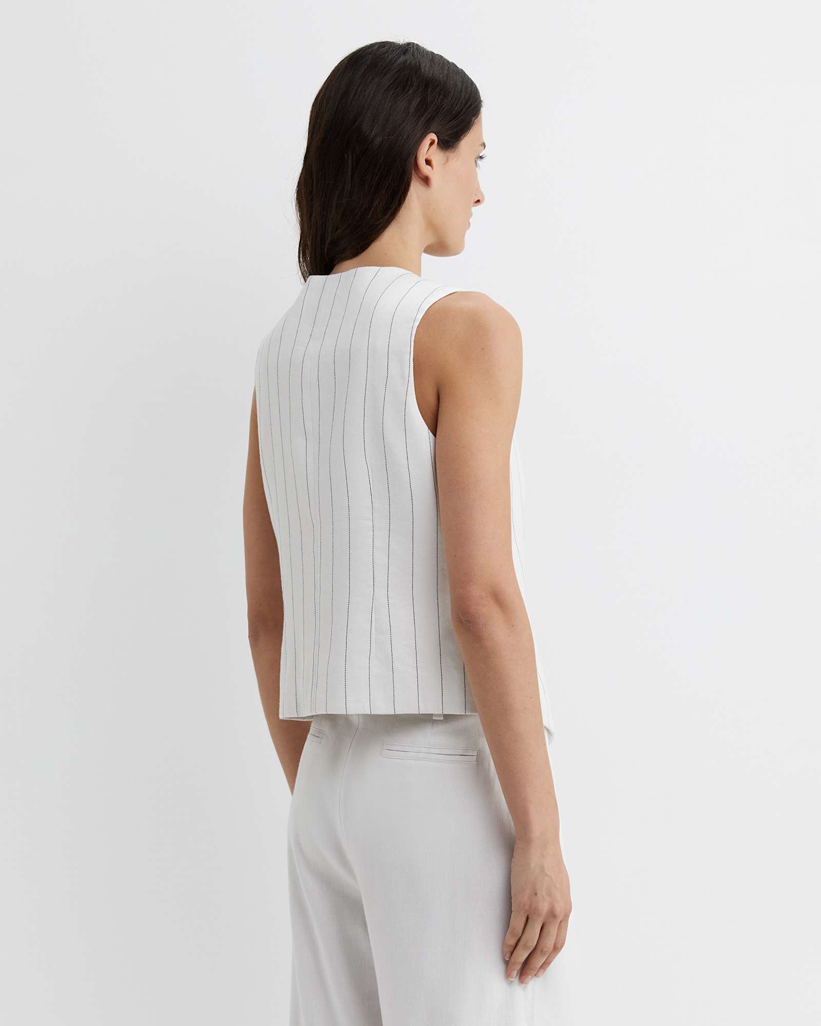 Brianne Stripe Vest in WHITE/NAVY